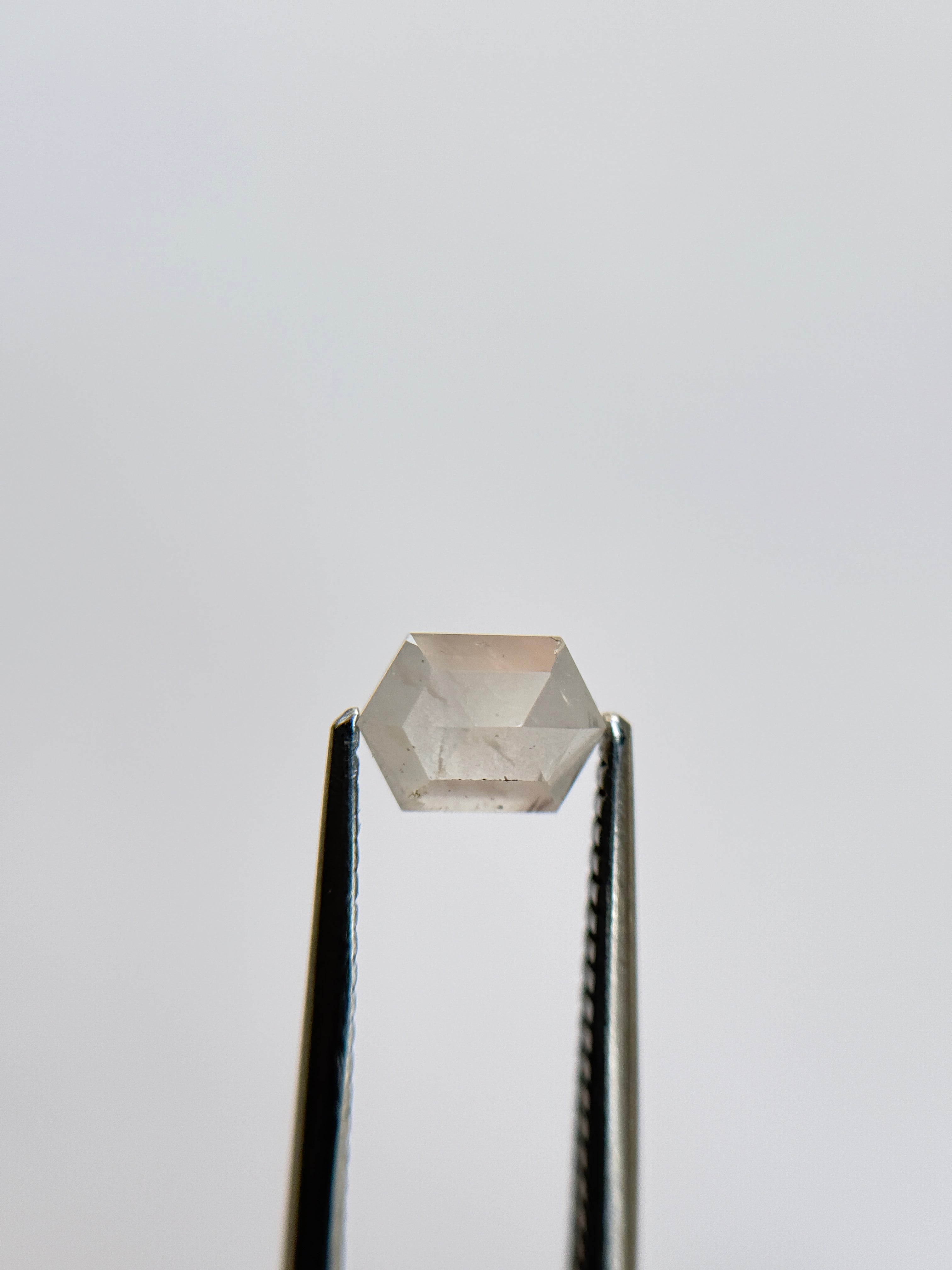 1.19 Ct Hexagon Rose Cut ICY Natural Salt and Pepper Diamond
