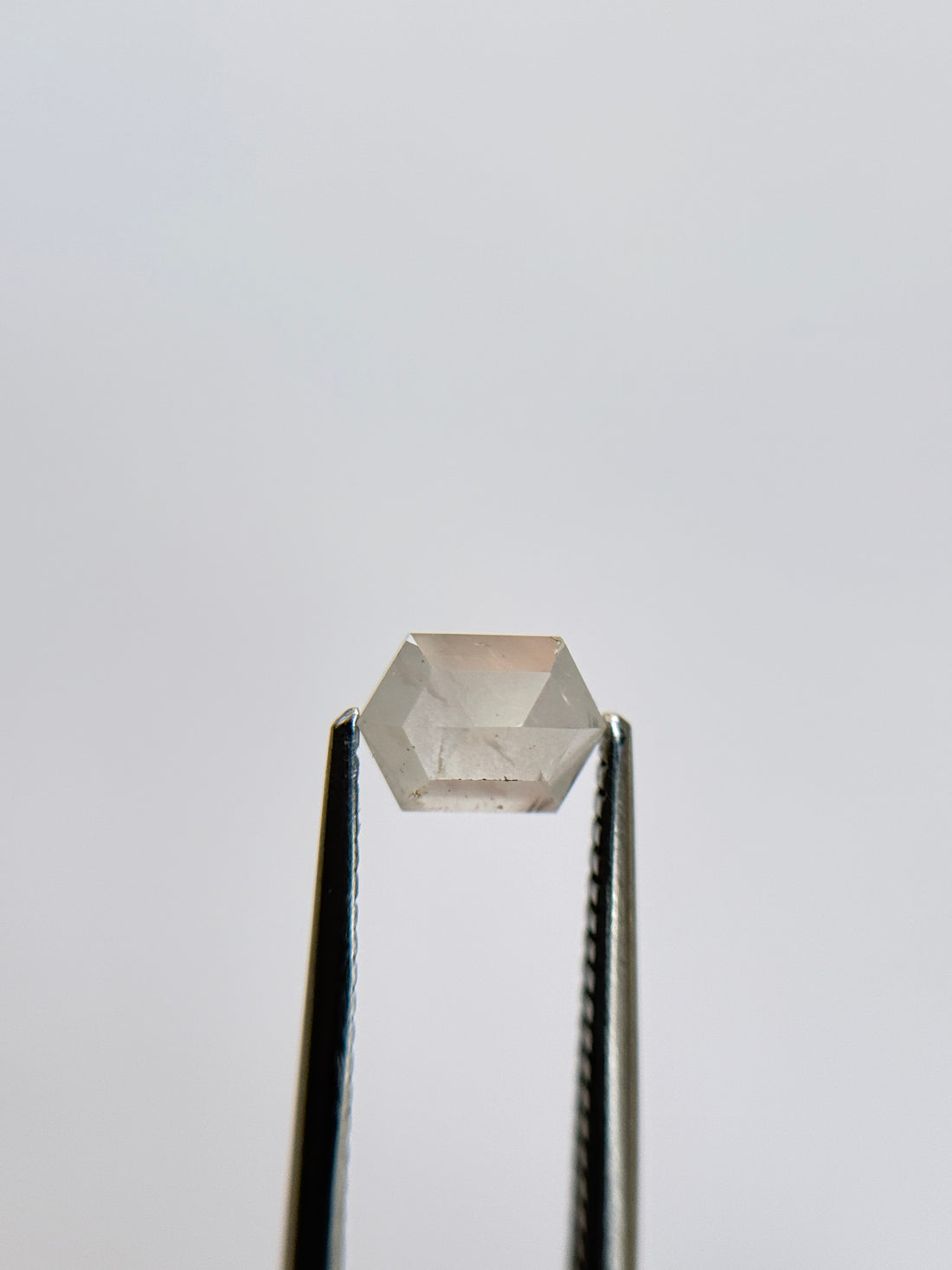 1.19 Ct Hexagon Rose Cut ICY Natural Salt and Pepper Diamond