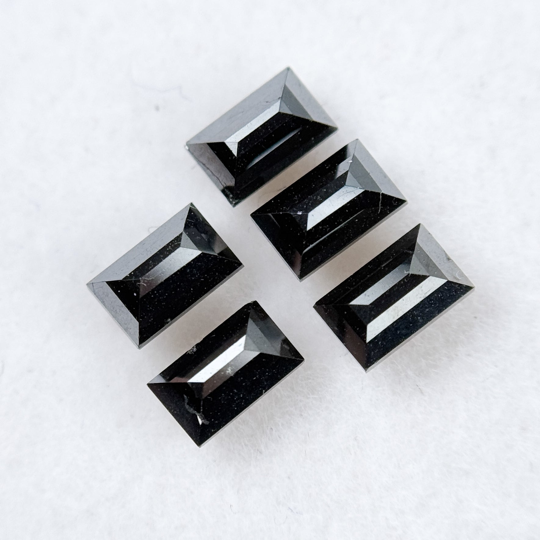 6 MM Baguette Rose Cut Black Natural Fancy Diamond