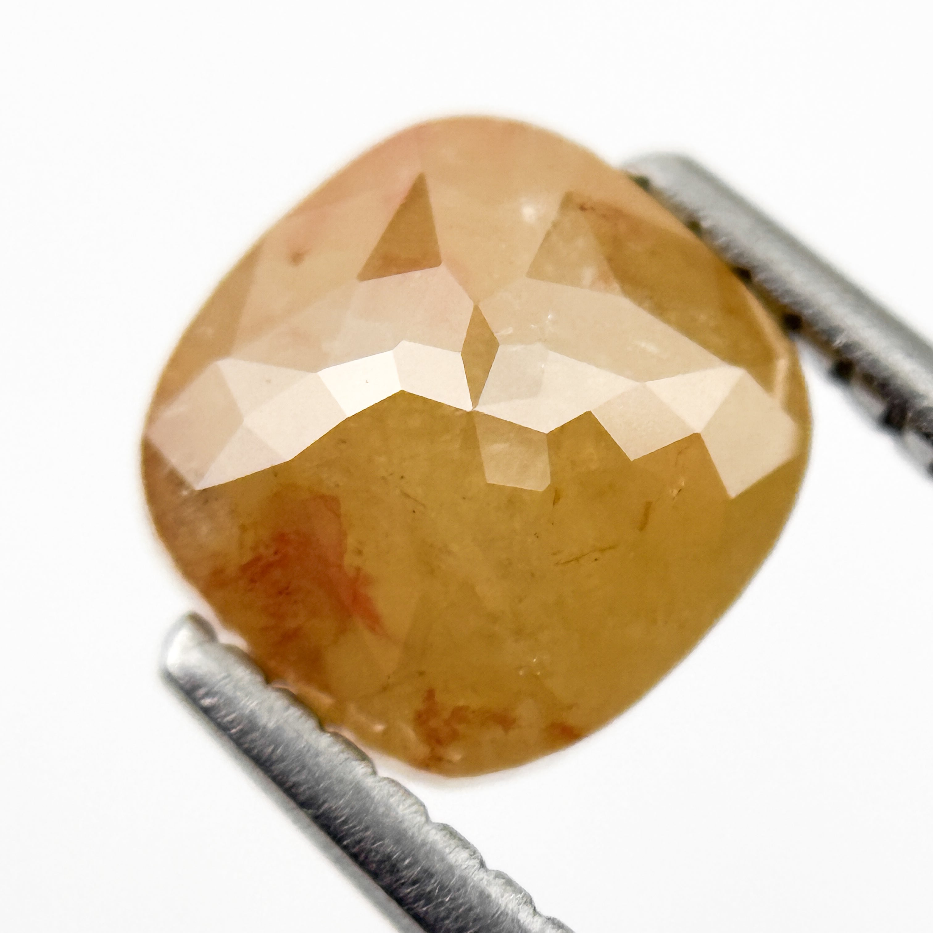 2.10 Ct Cushion Rose Cut Yellow Natural Salt and Pepper Diamond