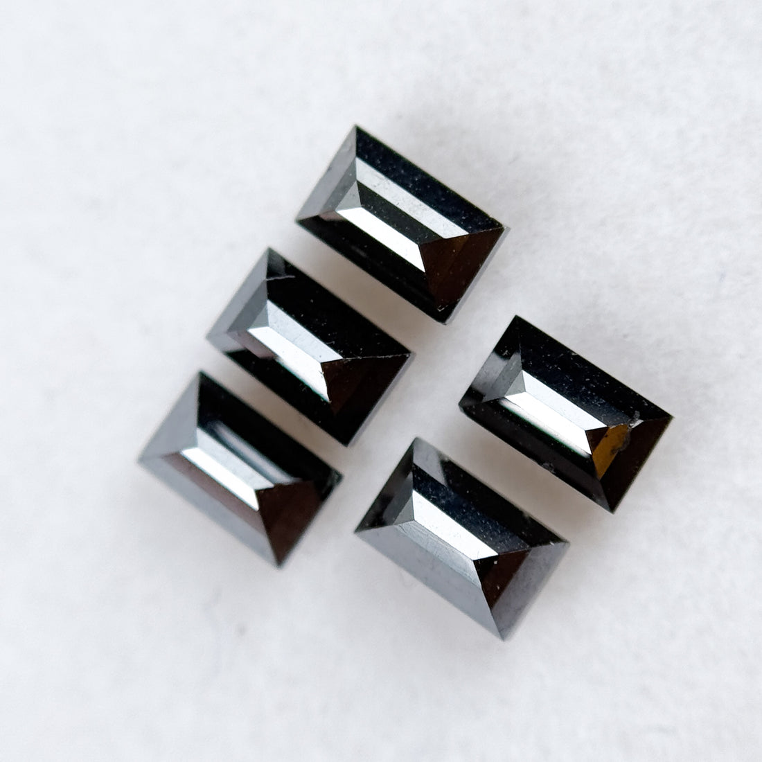 6 MM Baguette Rose Cut Black Natural Fancy Diamond