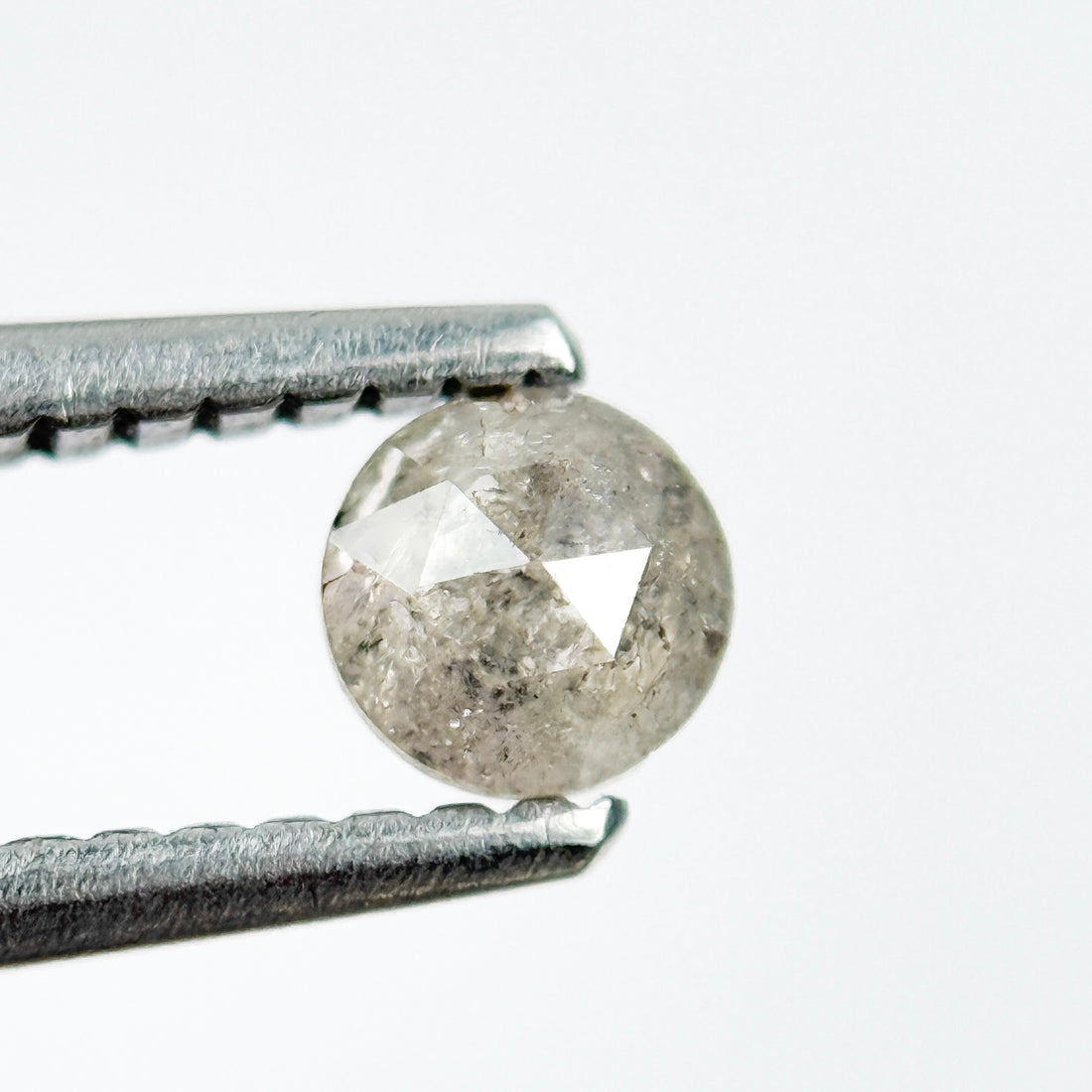 0.33 Ct Round Rose Cut Grey Natural Salt and Pepper Diamond