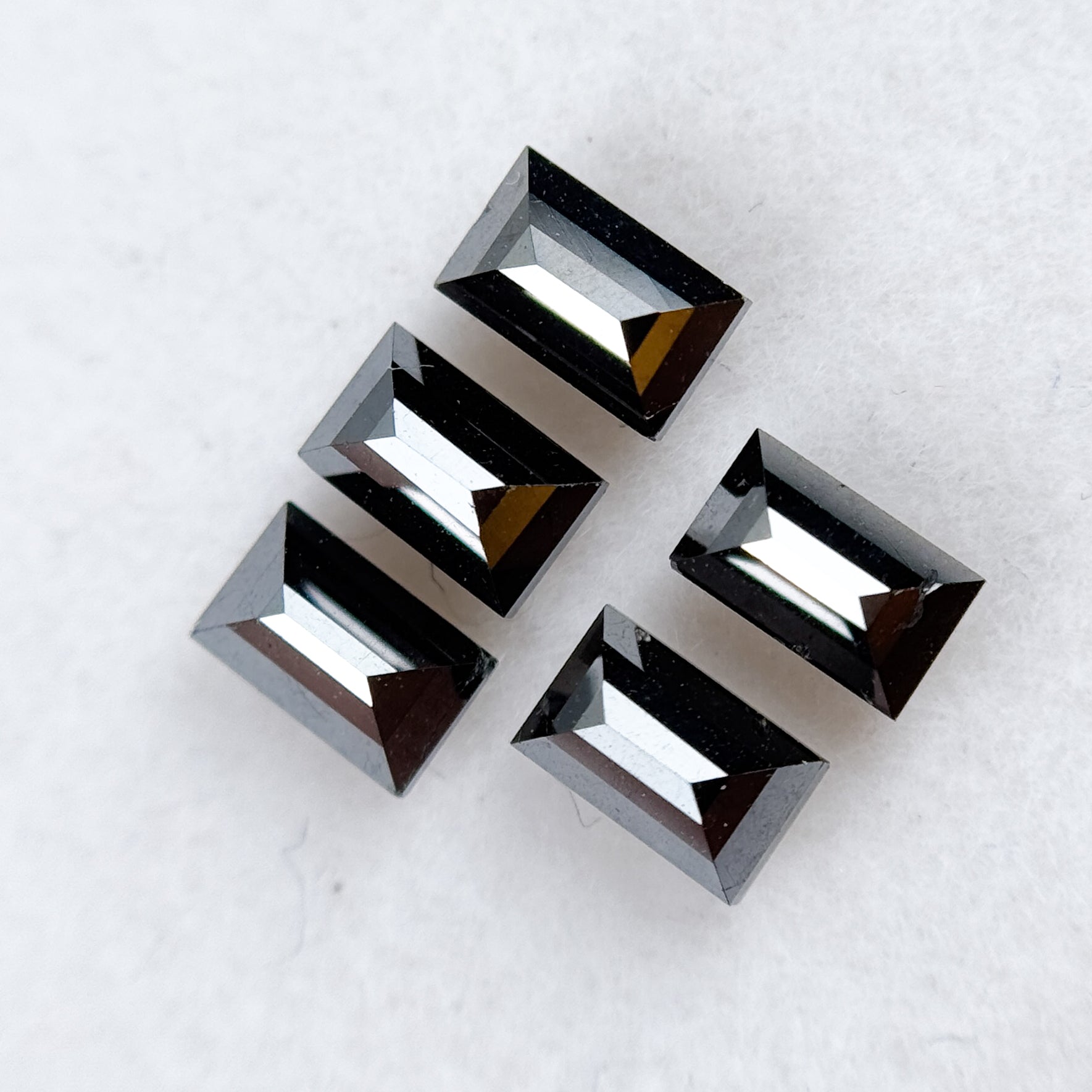 6 MM Baguette Rose Cut Black Natural Fancy Diamond