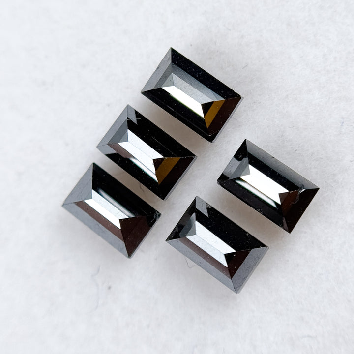 6 MM Baguette Rose Cut Black Natural Fancy Diamond