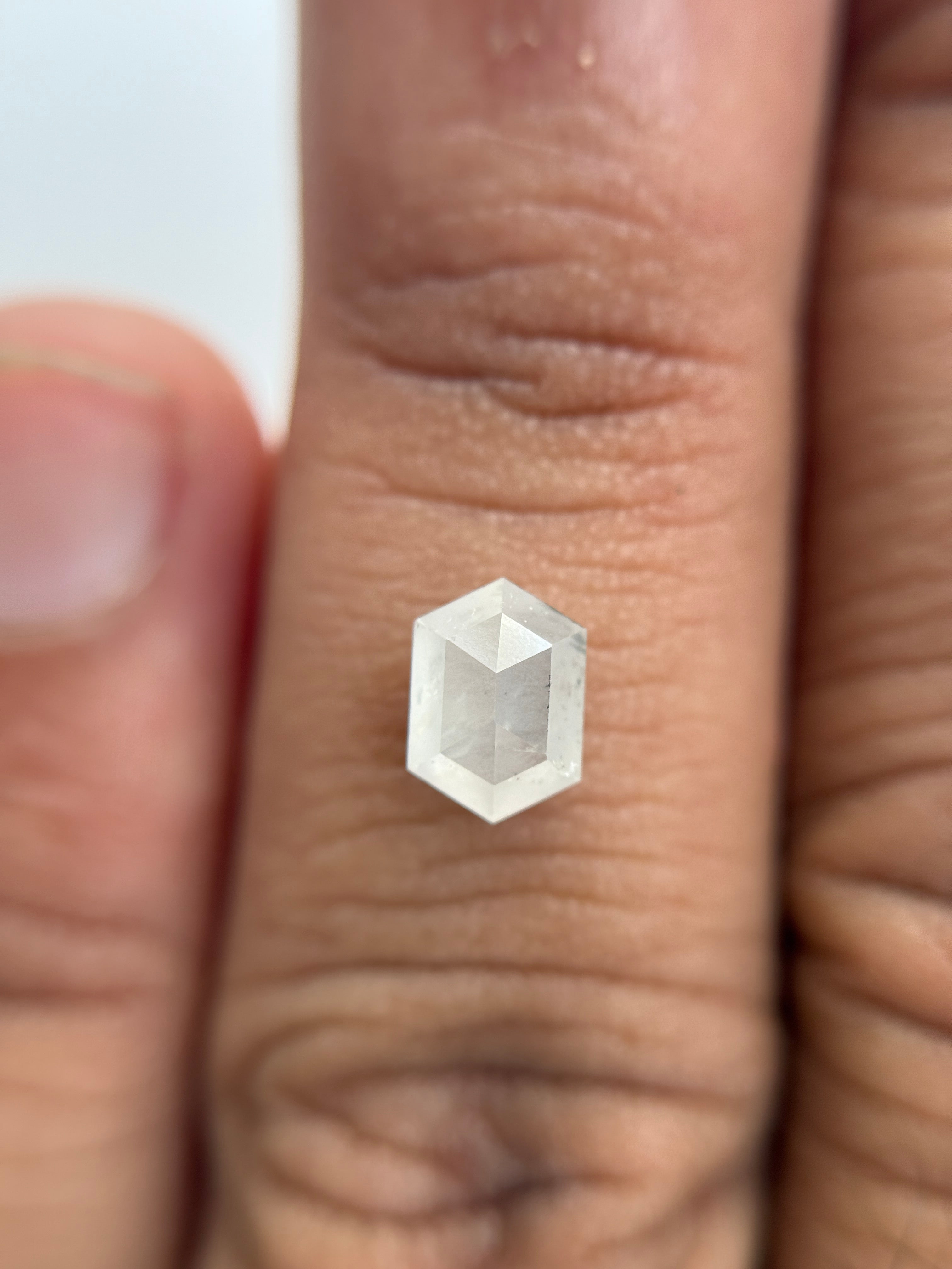 1.19 Ct Hexagon Rose Cut ICY Natural Salt and Pepper Diamond