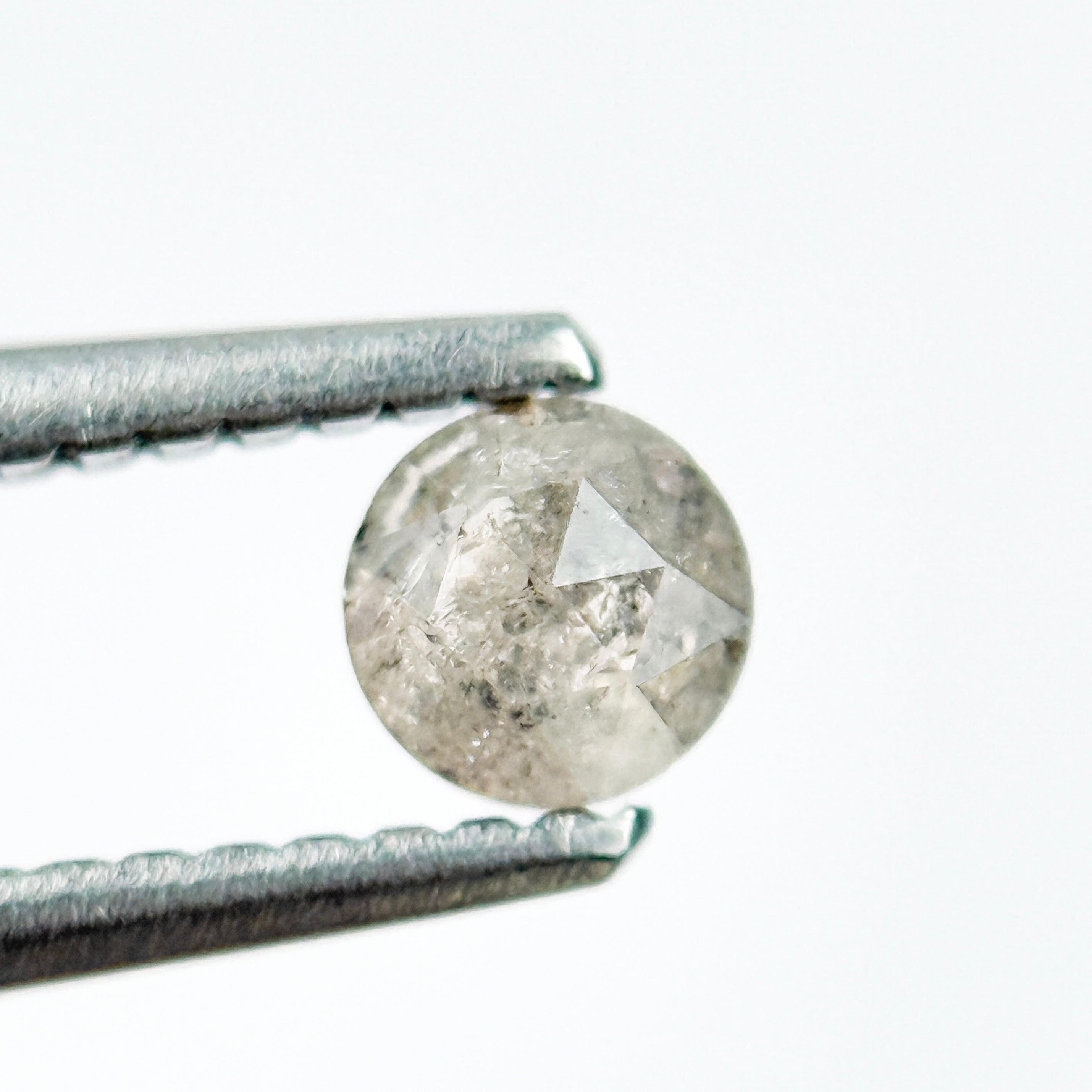 0.33 Ct Round Rose Cut Grey Natural Salt and Pepper Diamond