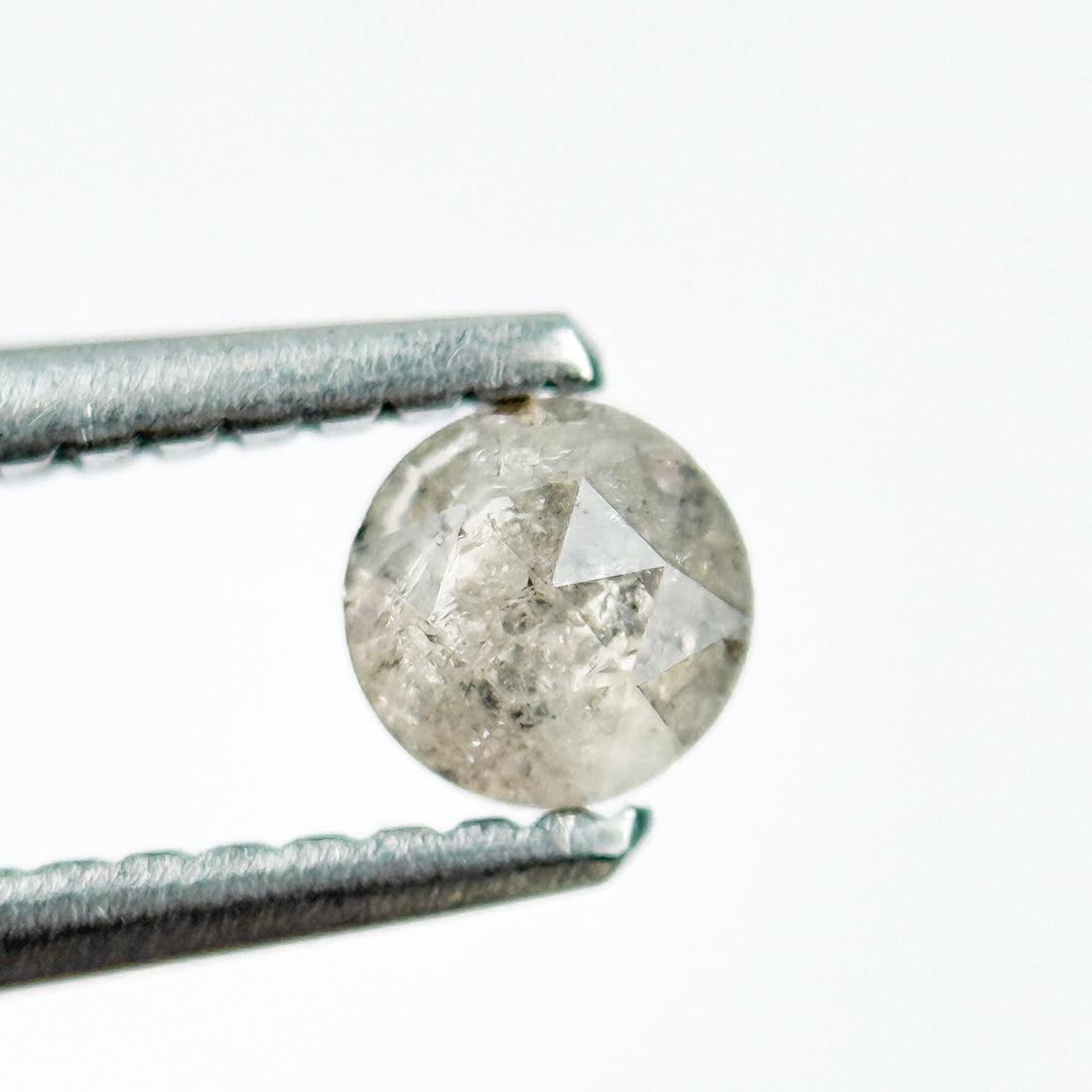 0.33 Ct Round Rose Cut Grey Natural Salt and Pepper Diamond