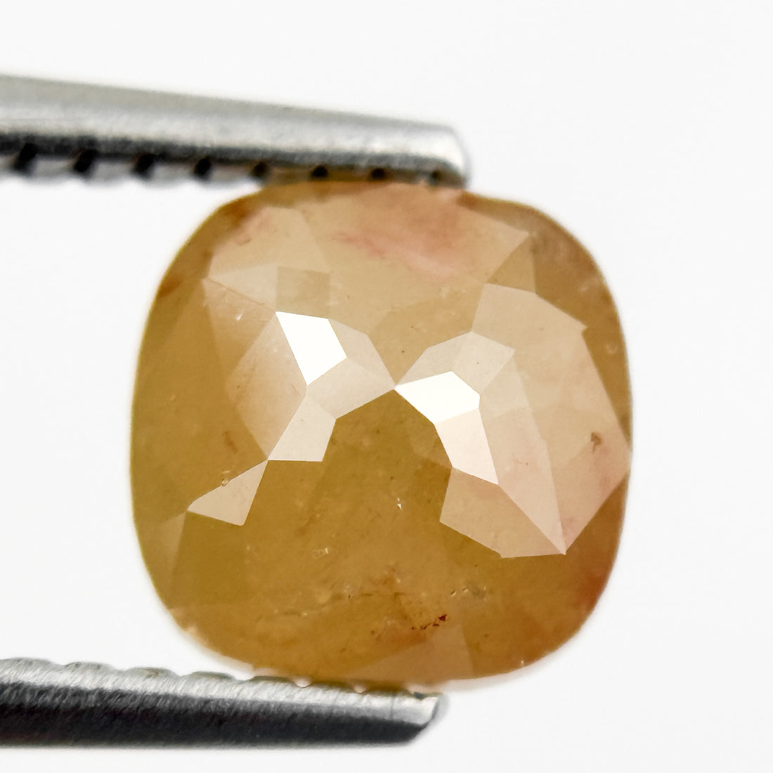 2.10 Ct Cushion Rose Cut Yellow Natural Salt and Pepper Diamond