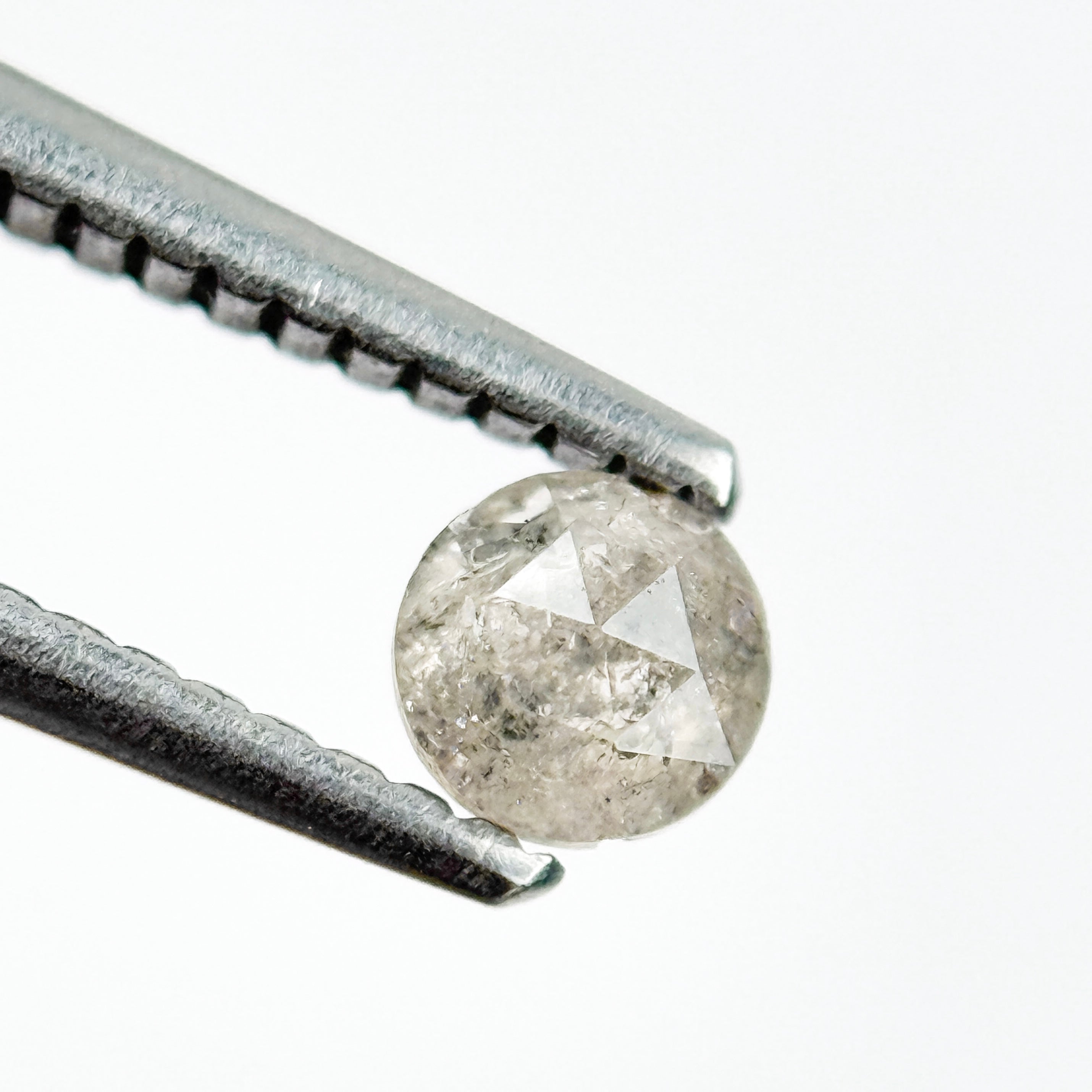 0.33 Ct Round Rose Cut Grey Natural Salt and Pepper Diamond