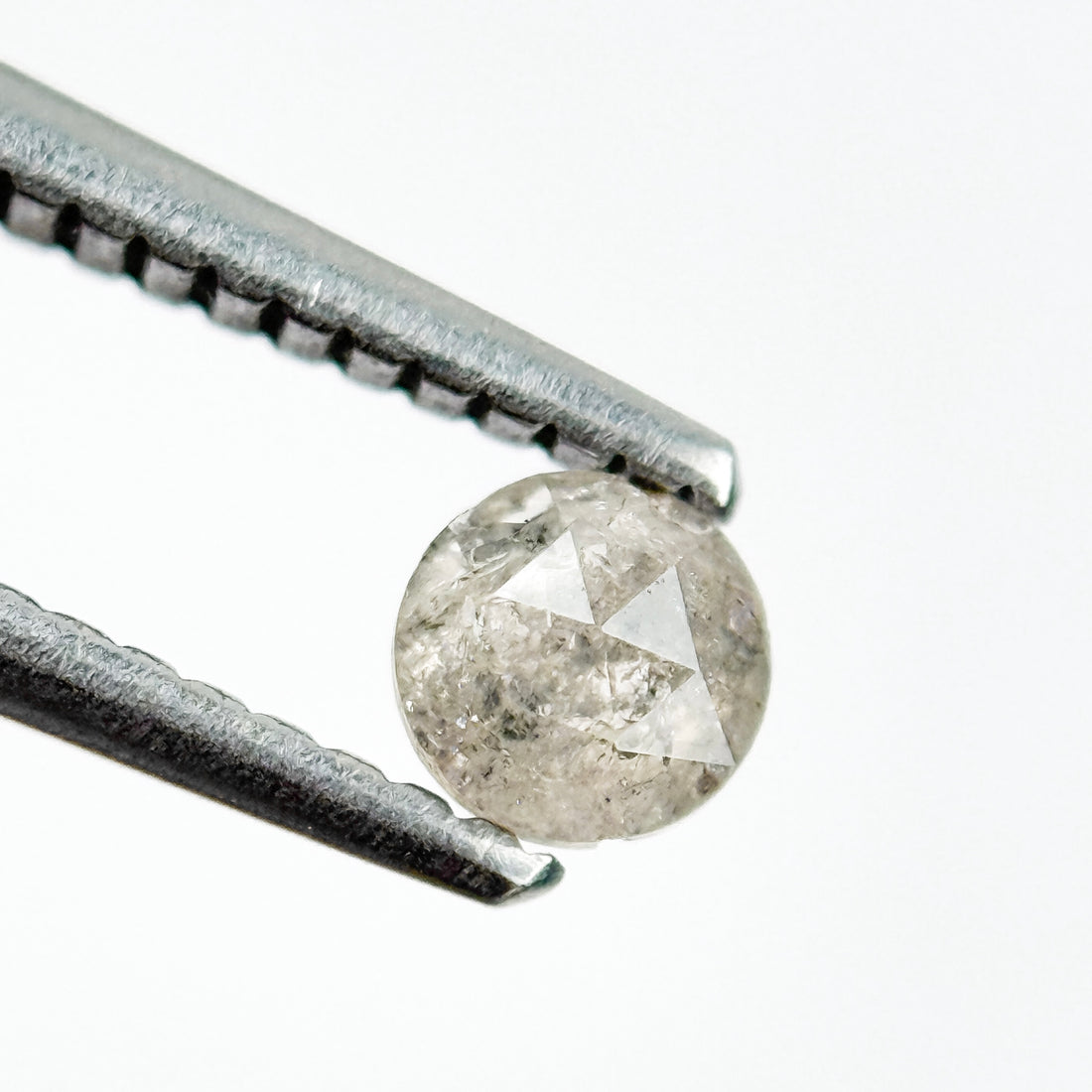 0.33 Ct Round Rose Cut Grey Natural Salt and Pepper Diamond