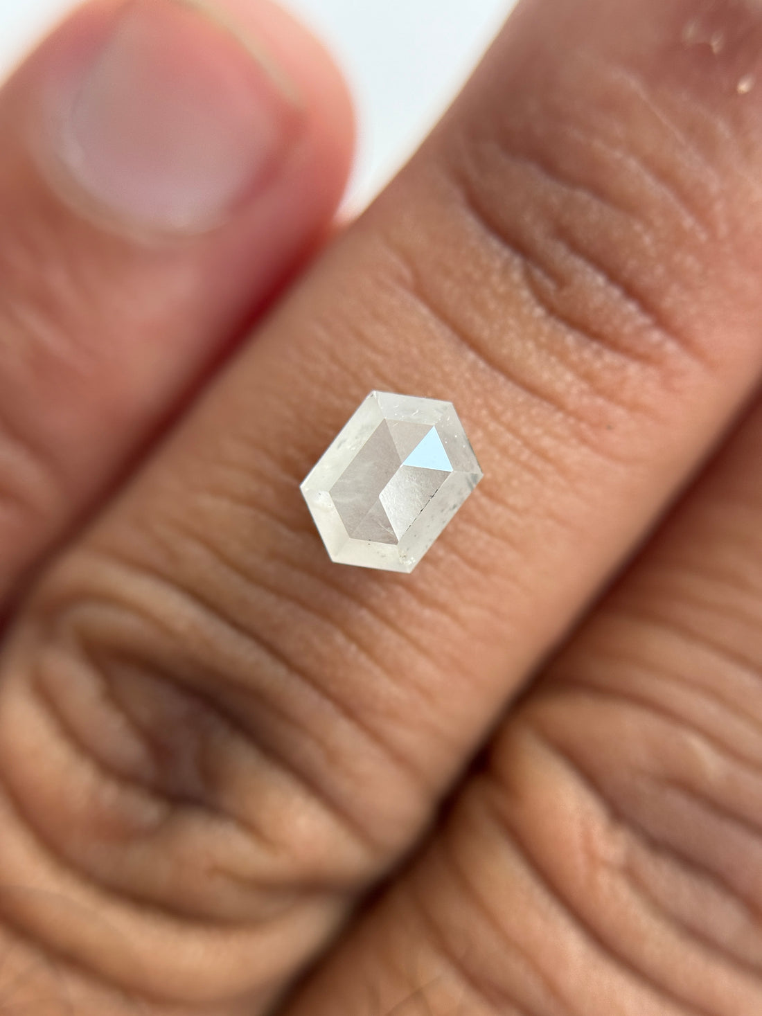 1.19 Ct Hexagon Rose Cut ICY Natural Salt and Pepper Diamond
