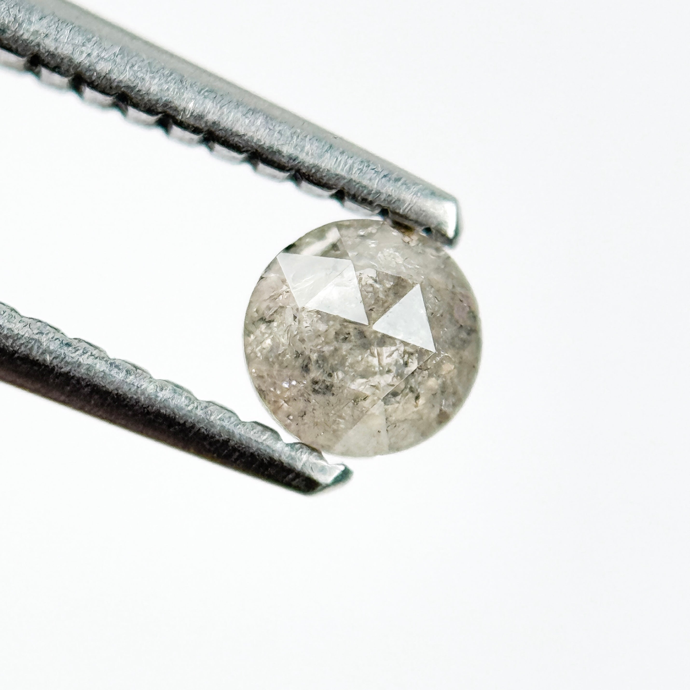 0.33 Ct Round Rose Cut Grey Natural Salt and Pepper Diamond