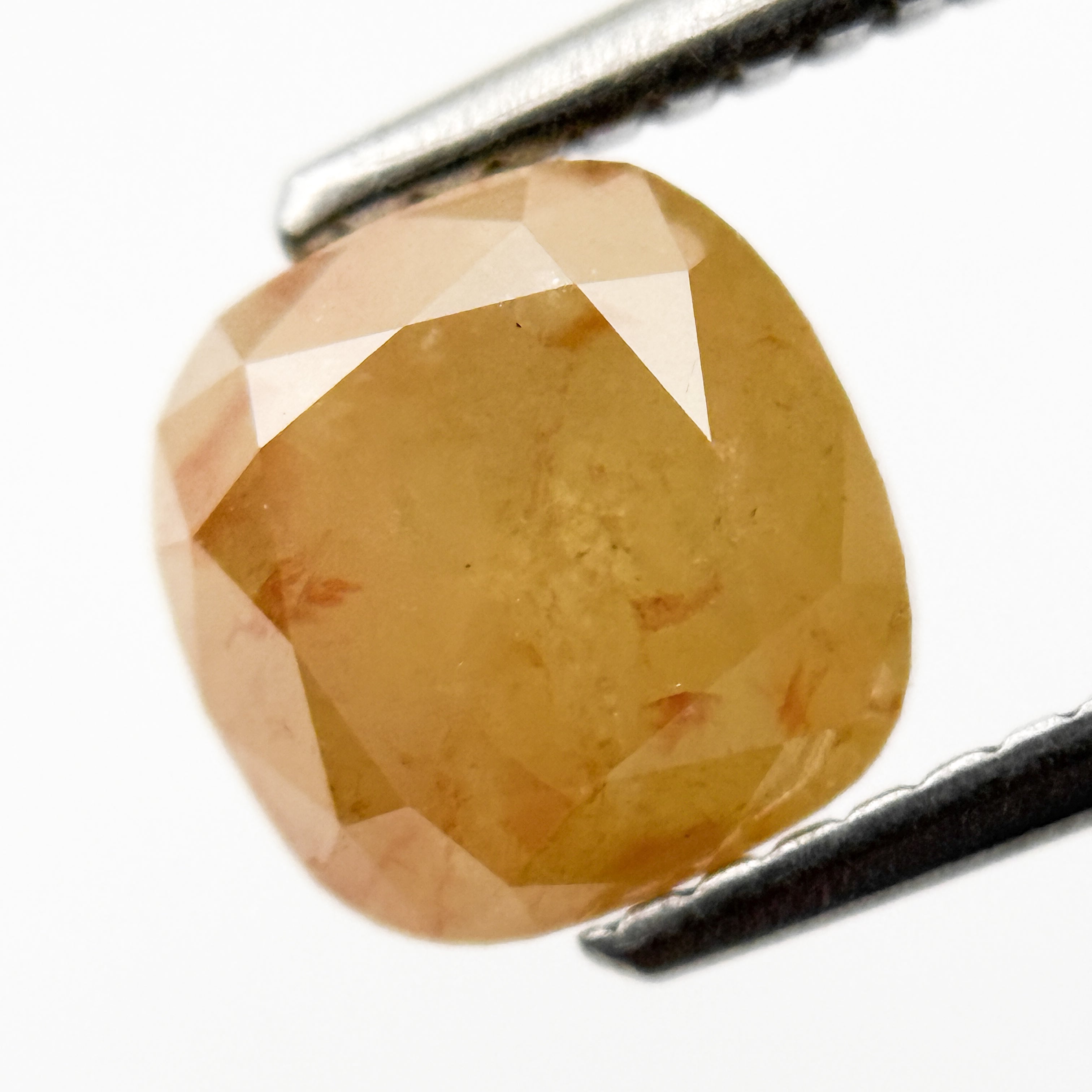 2.10 Ct Cushion Rose Cut Yellow Natural Salt and Pepper Diamond