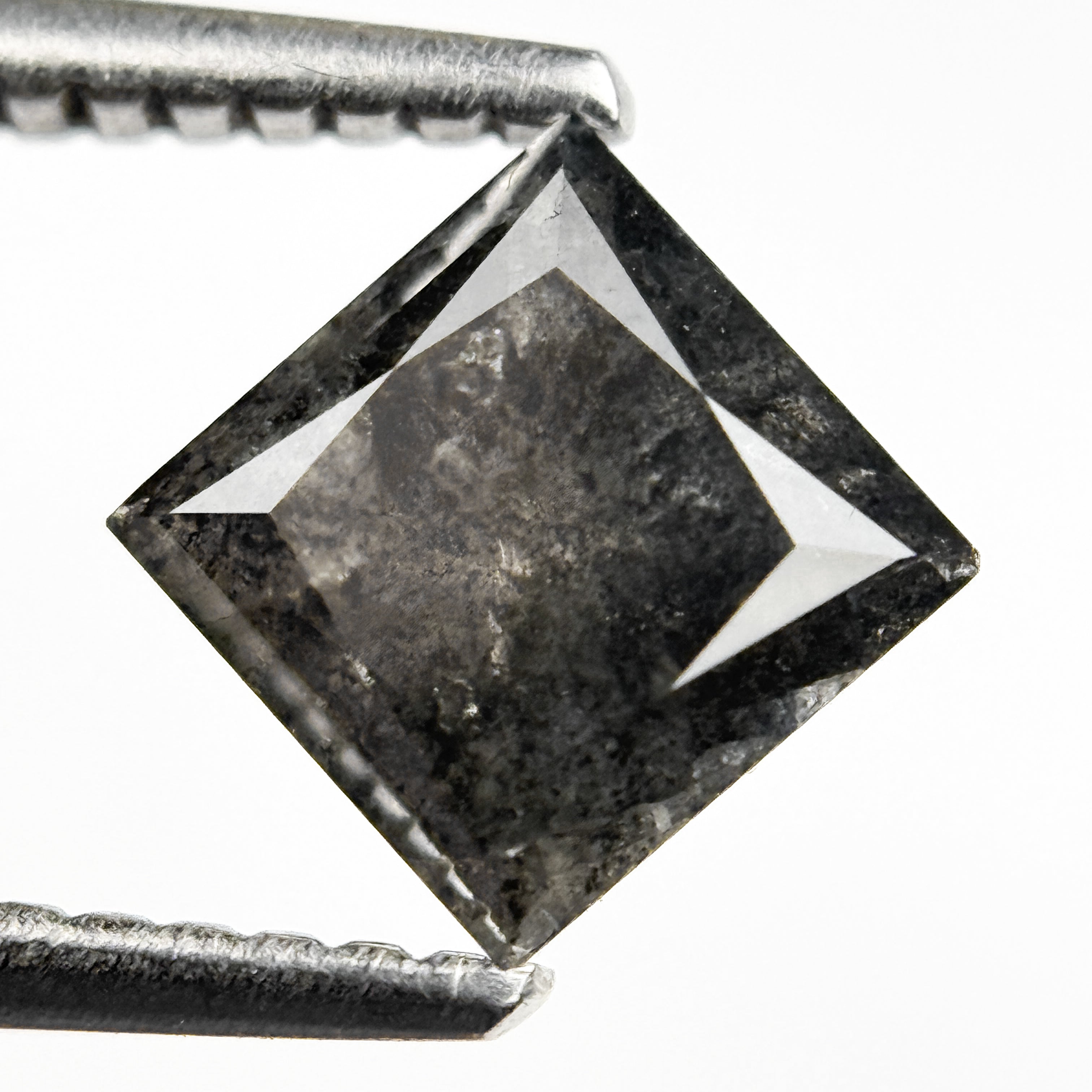 1.26 Ct Princess Rose Cut Grey Natural Salt and Pepper Diamond