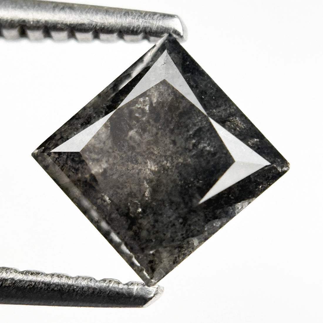 1.26 Ct Princess Rose Cut Grey Natural Salt and Pepper Diamond