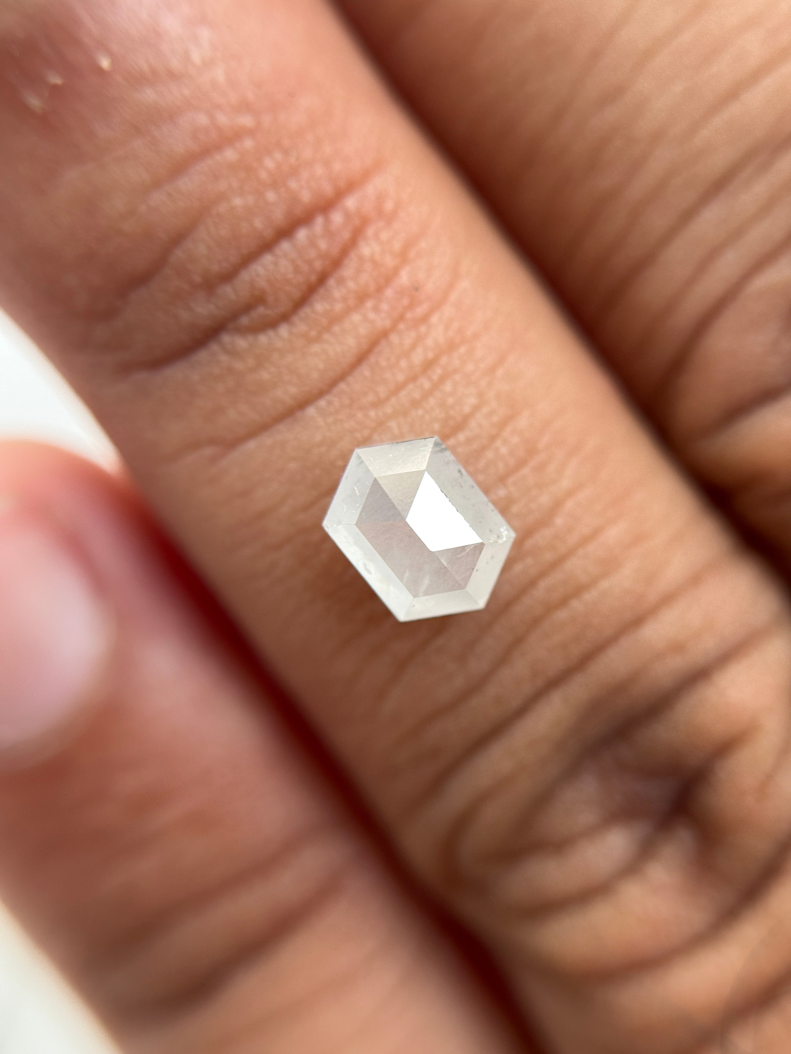 1.19 Ct Hexagon Rose Cut ICY Natural Salt and Pepper Diamond