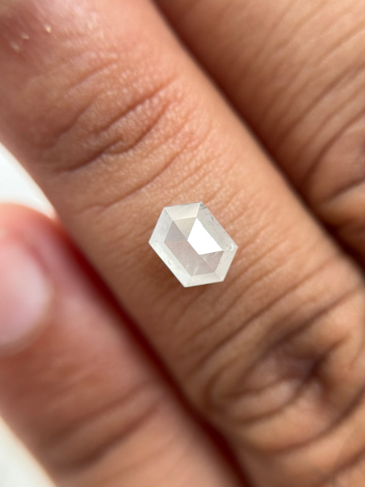 1.19 Ct Hexagon Rose Cut ICY Natural Salt and Pepper Diamond