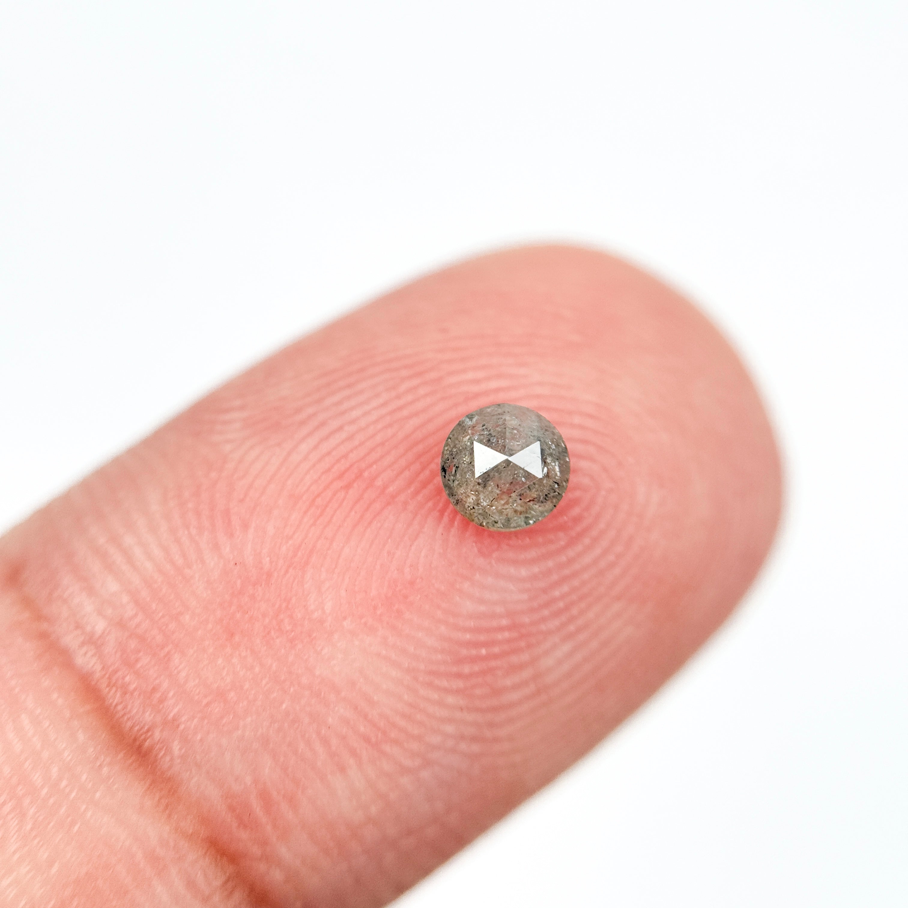 0.33 Ct Round Rose Cut Grey Natural Salt and Pepper Diamond