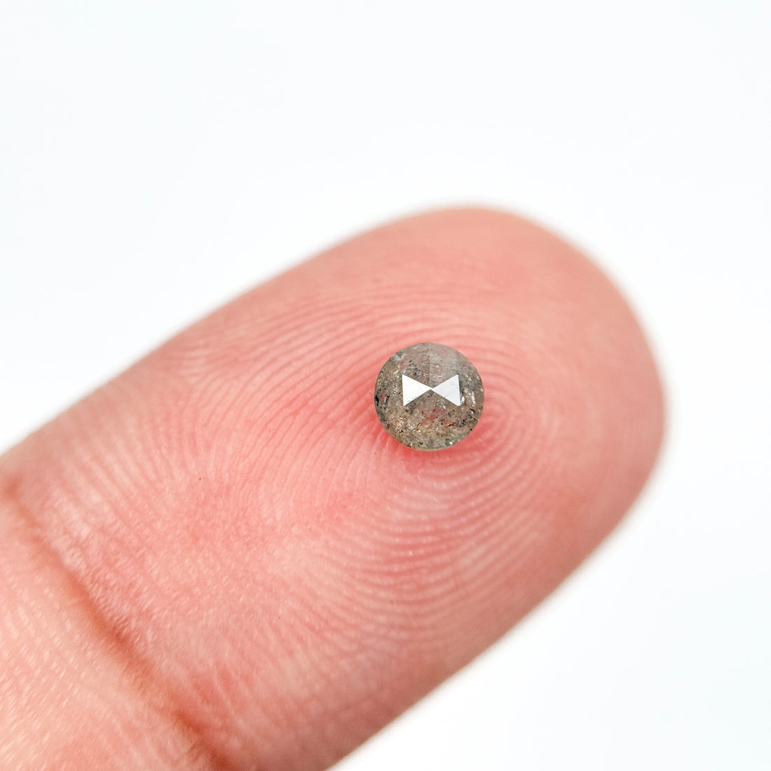 0.33 Ct Round Rose Cut Grey Natural Salt and Pepper Diamond