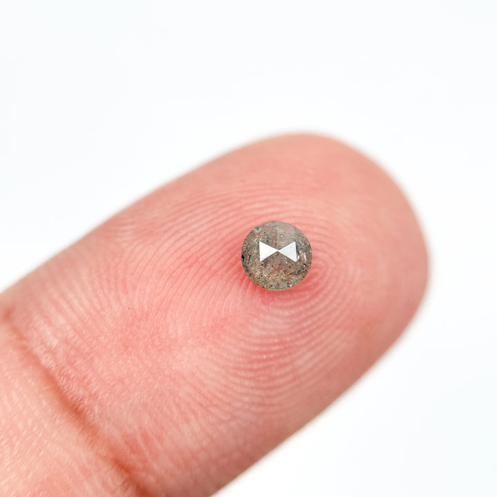 0.33 Ct Round Rose Cut Grey Natural Salt and Pepper Diamond