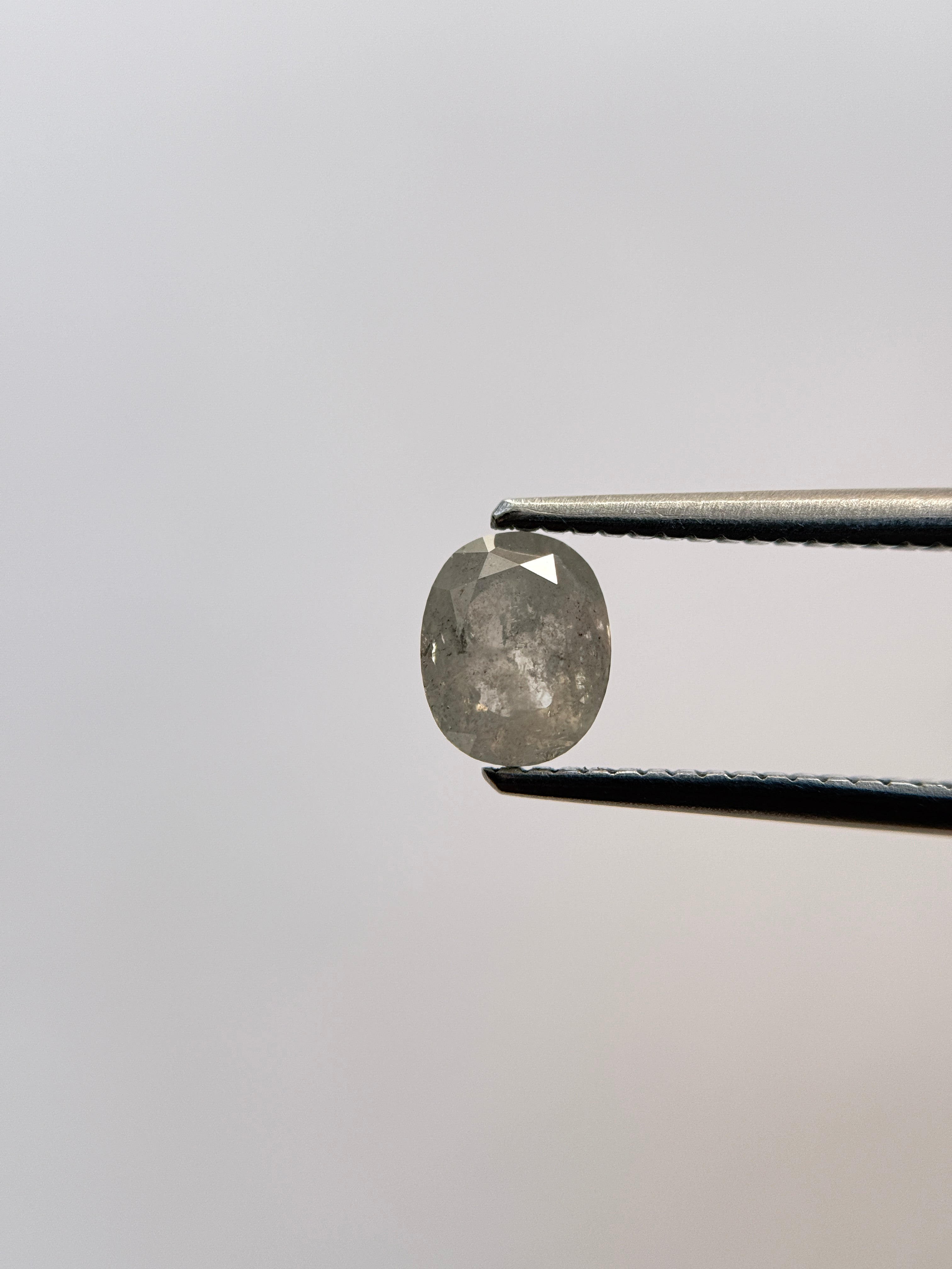 1.12 Ct Oval Rose Cut Grey Natural Salt and Pepper Diamond