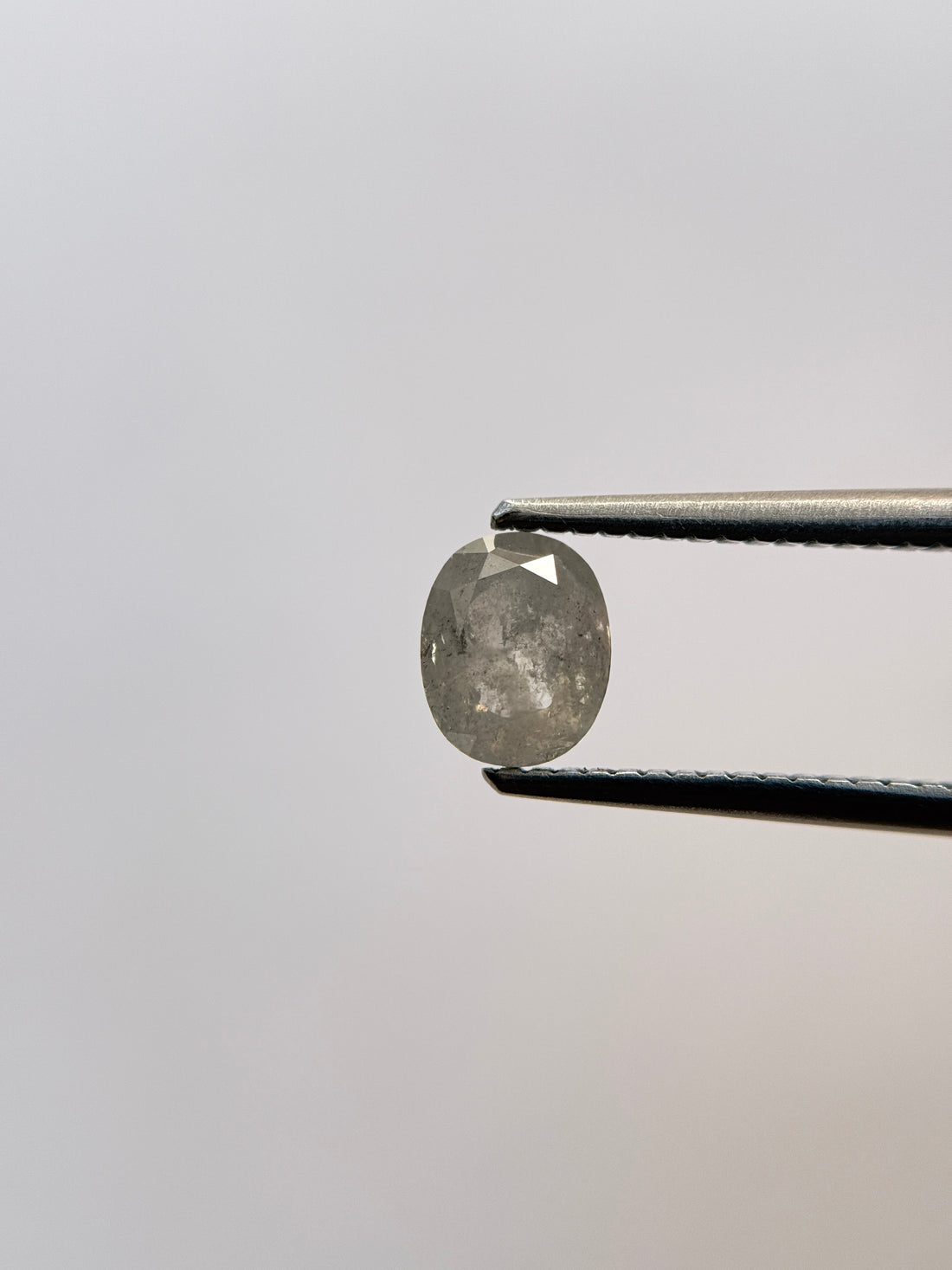 1.12 Ct Oval Rose Cut Grey Natural Salt and Pepper Diamond