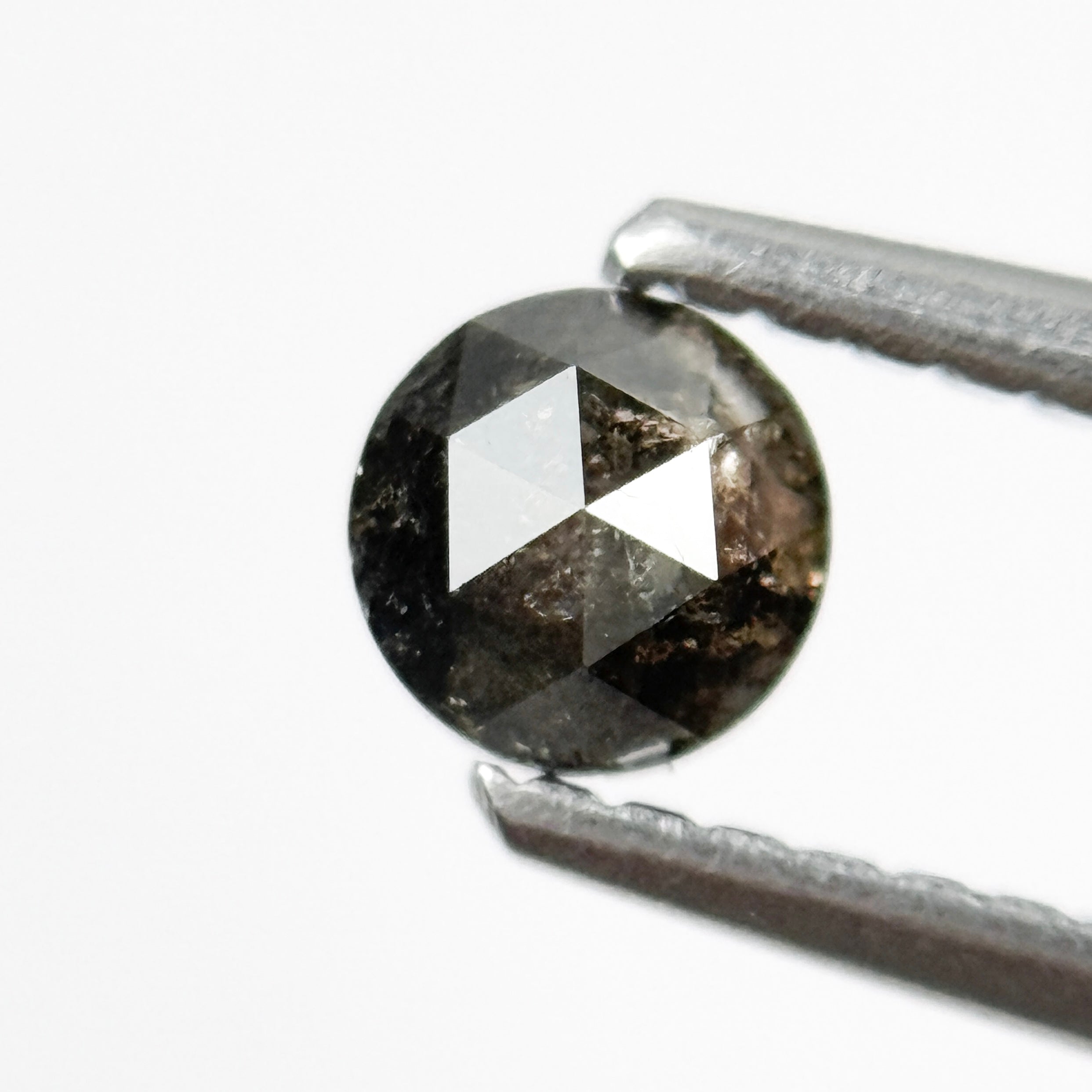 0.40 Ct Round Rose Cut Black Natural Salt and Pepper Diamond