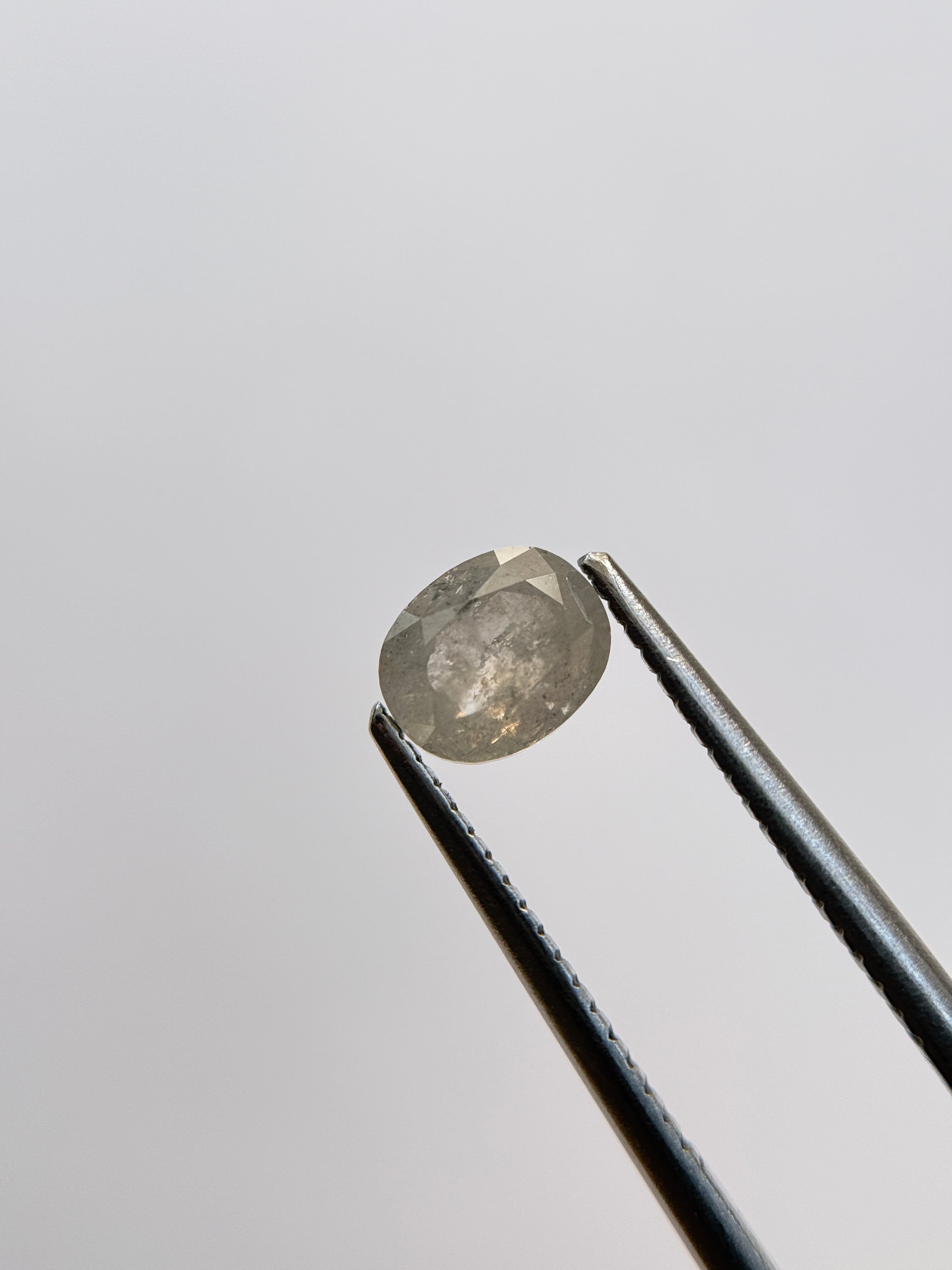 1.12 Ct Oval Rose Cut Grey Natural Salt and Pepper Diamond