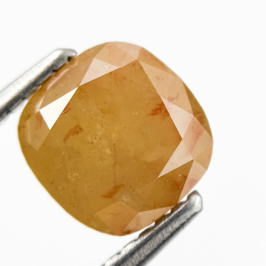2.10 Ct Cushion Rose Cut Yellow Natural Salt and Pepper Diamond
