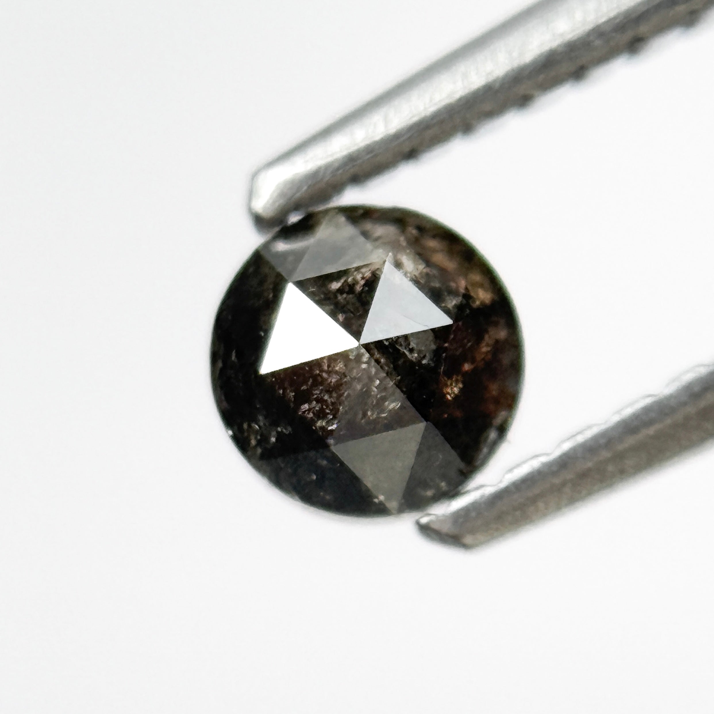 0.40 Ct Round Rose Cut Black Natural Salt and Pepper Diamond