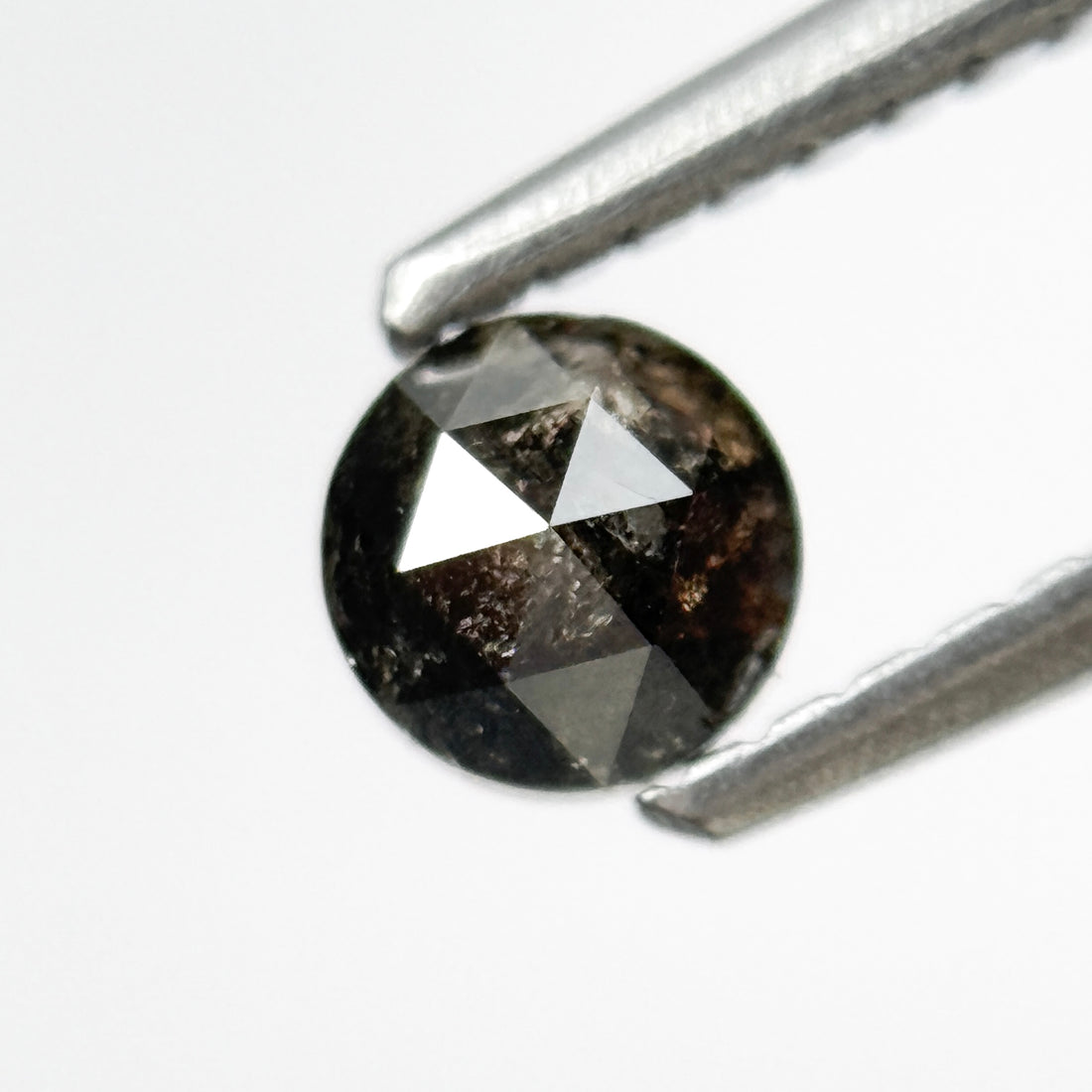 0.40 Ct Round Rose Cut Black Natural Salt and Pepper Diamond