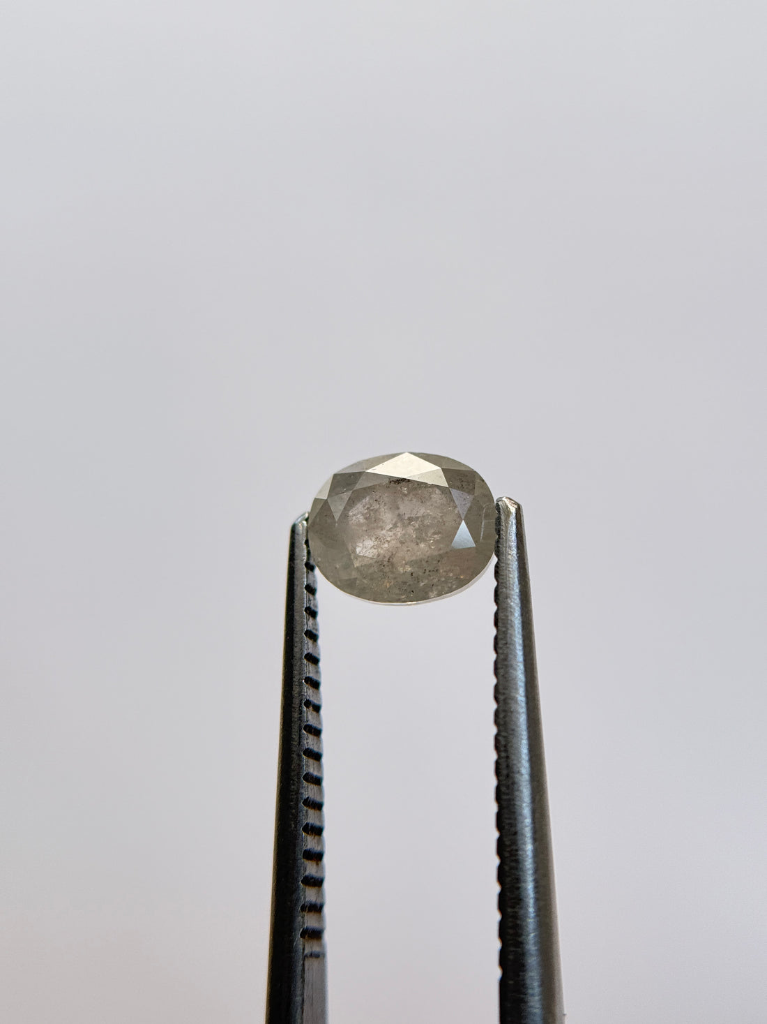 1.12 Ct Oval Rose Cut Grey Natural Salt and Pepper Diamond