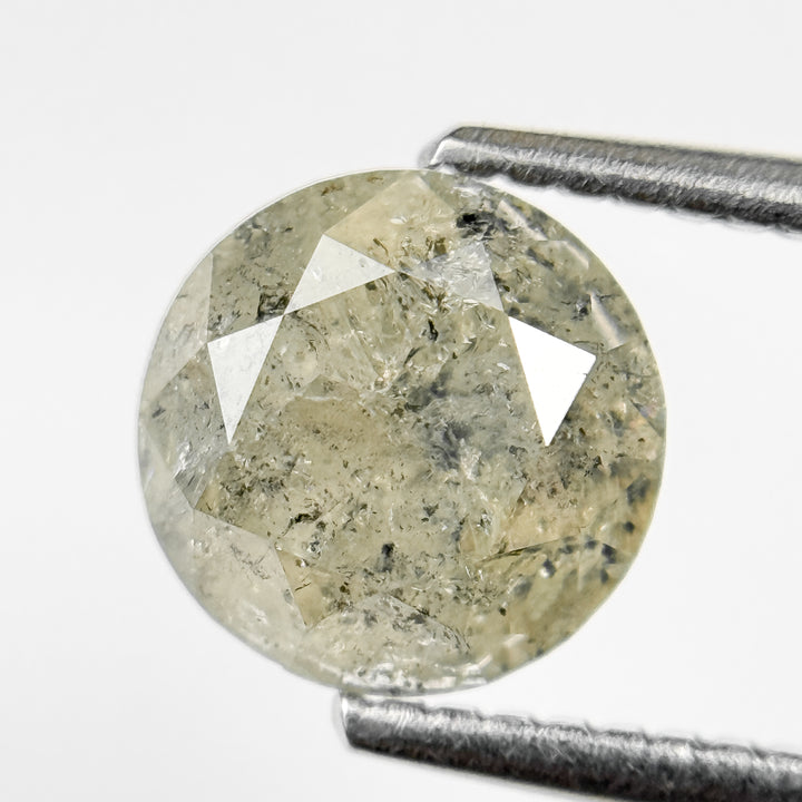 1.81 Ct Round Rose Cut Yellow Natural Salt and Pepper Diamond