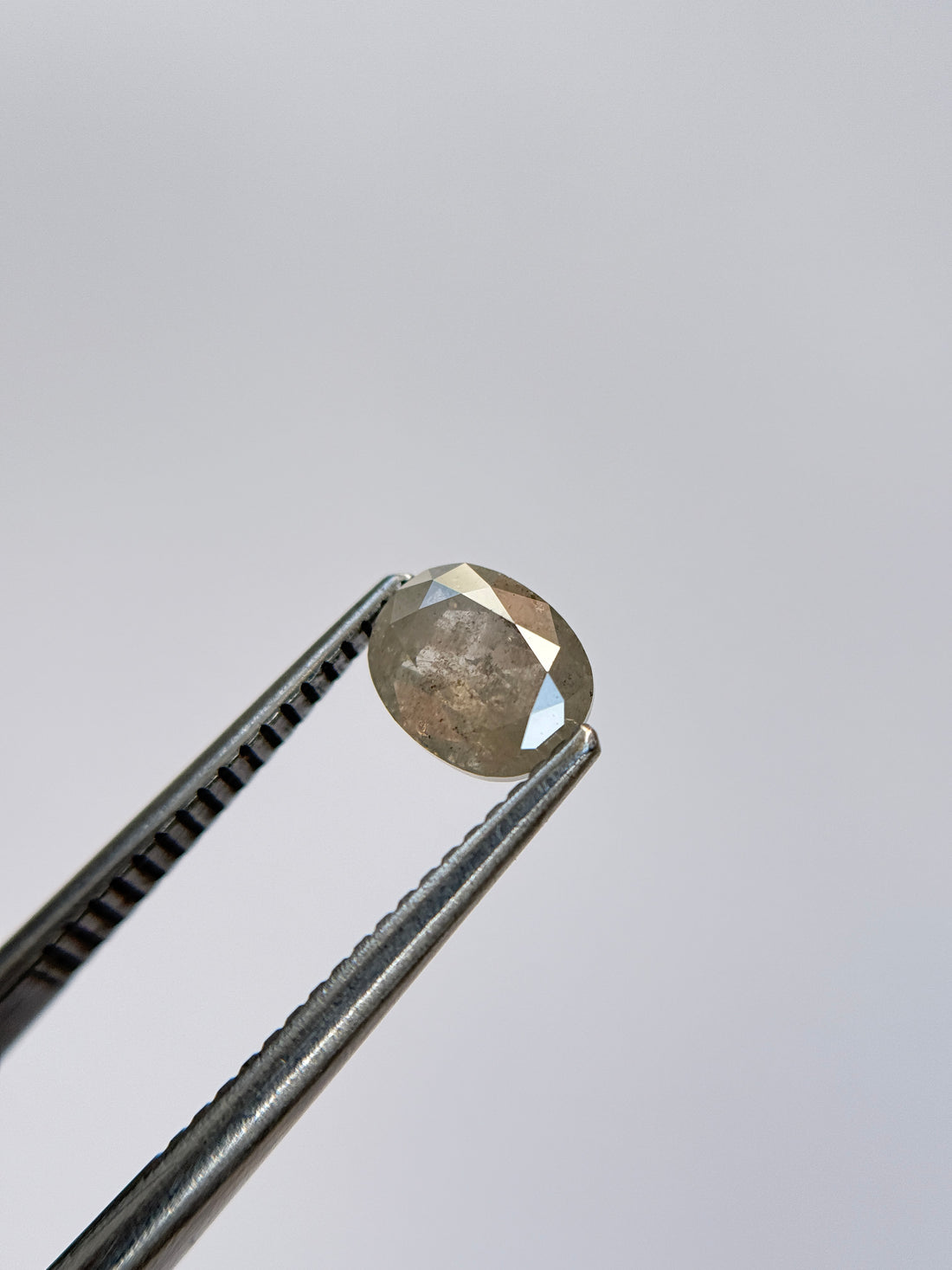 1.12 Ct Oval Rose Cut Grey Natural Salt and Pepper Diamond