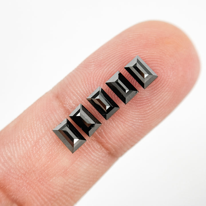 5 X 3 MM Baguette Rose Cut Black Natural Fancy Diamond