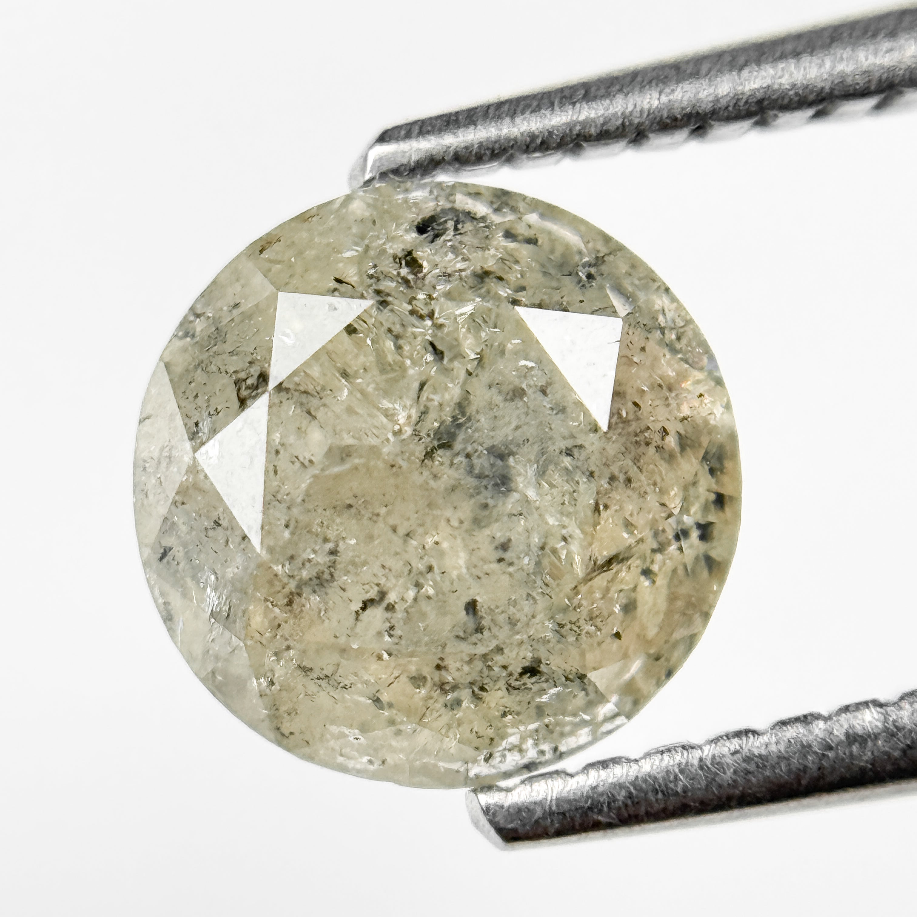 1.81 Ct Round Rose Cut Yellow Natural Salt and Pepper Diamond
