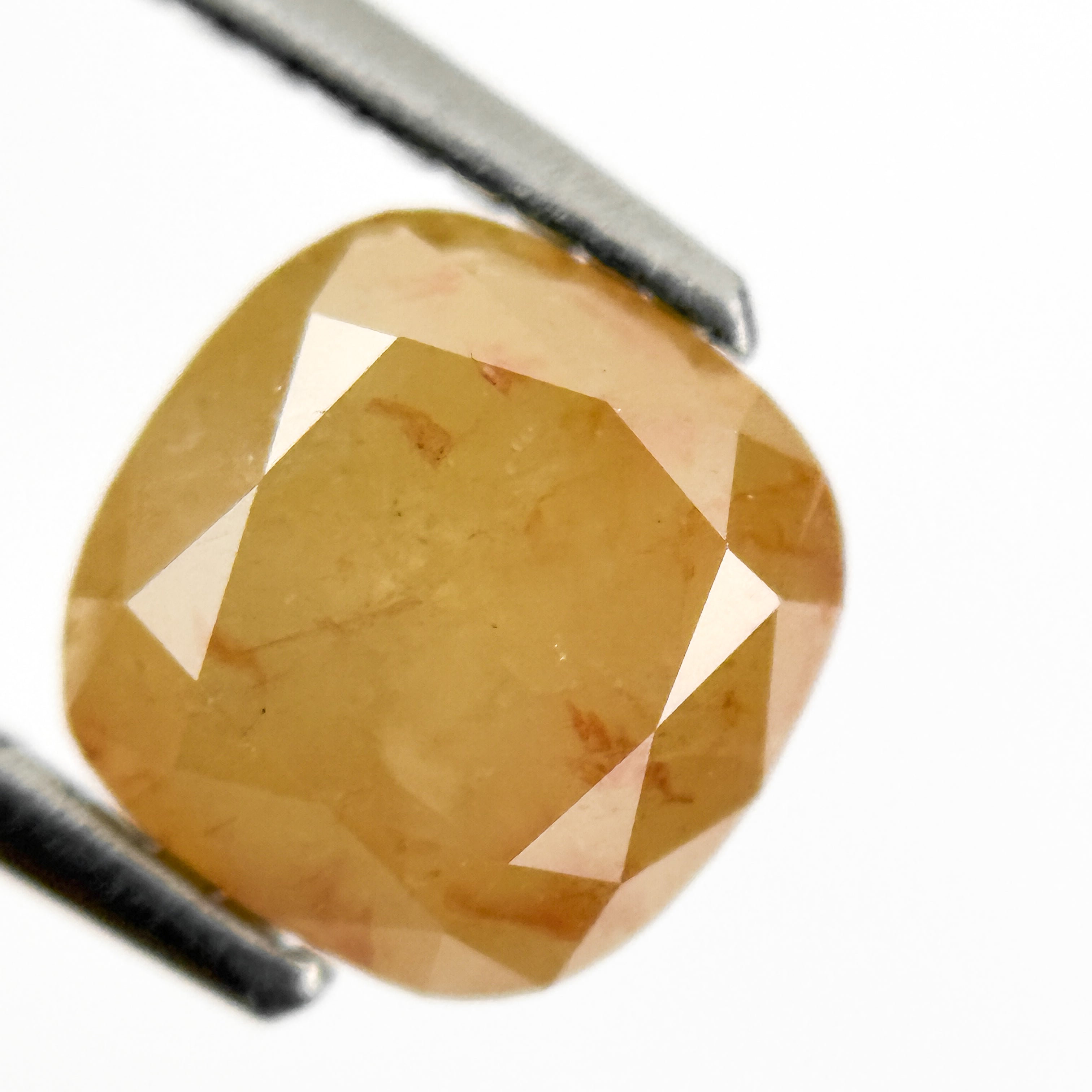 2.10 Ct Cushion Rose Cut Yellow Natural Salt and Pepper Diamond