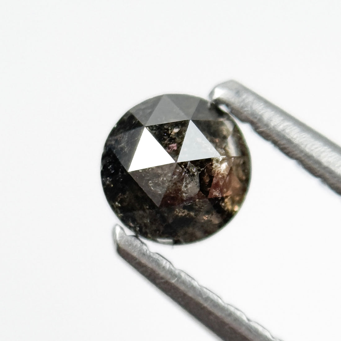 0.40 Ct Round Rose Cut Black Natural Salt and Pepper Diamond