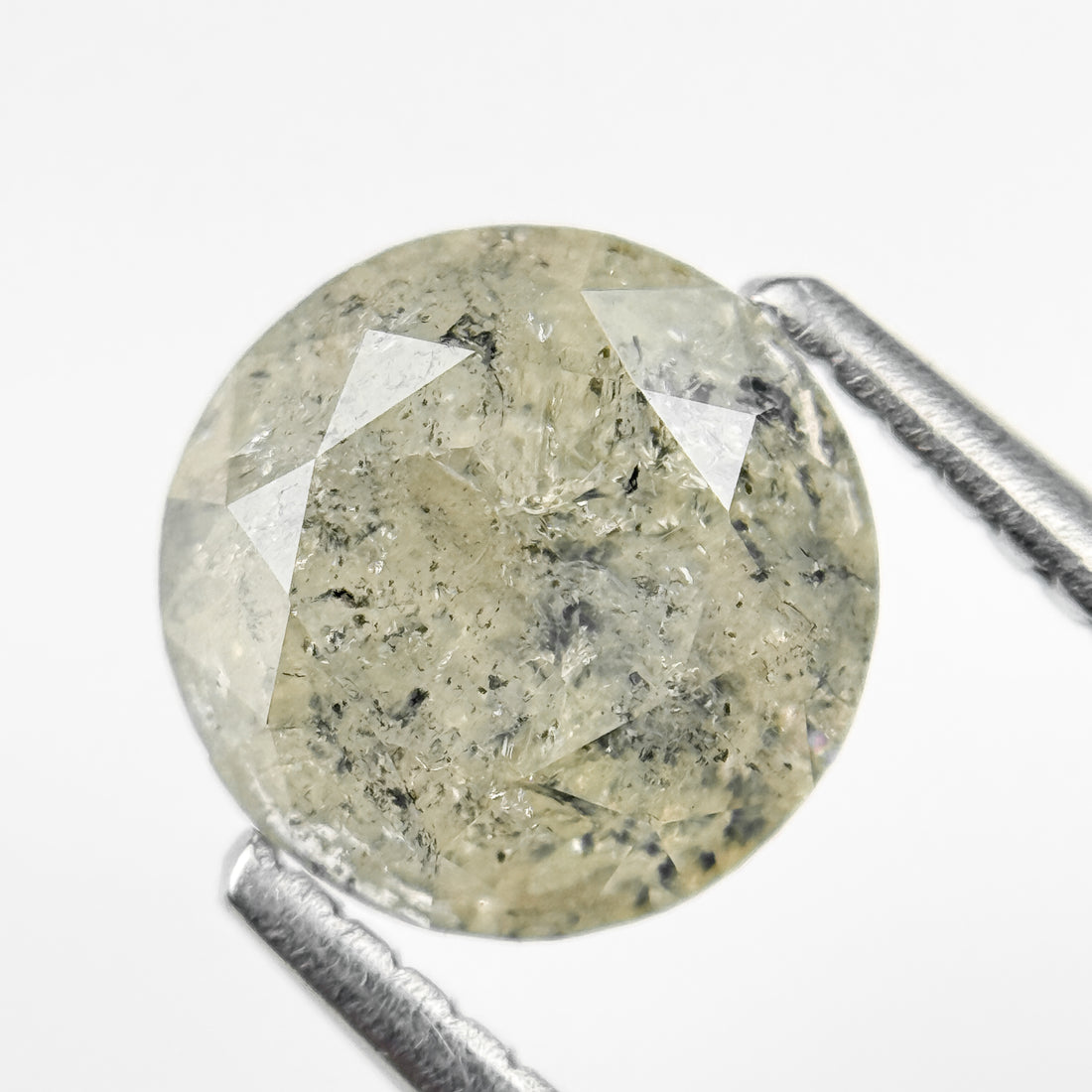 1.81 Ct Round Rose Cut Yellow Natural Salt and Pepper Diamond