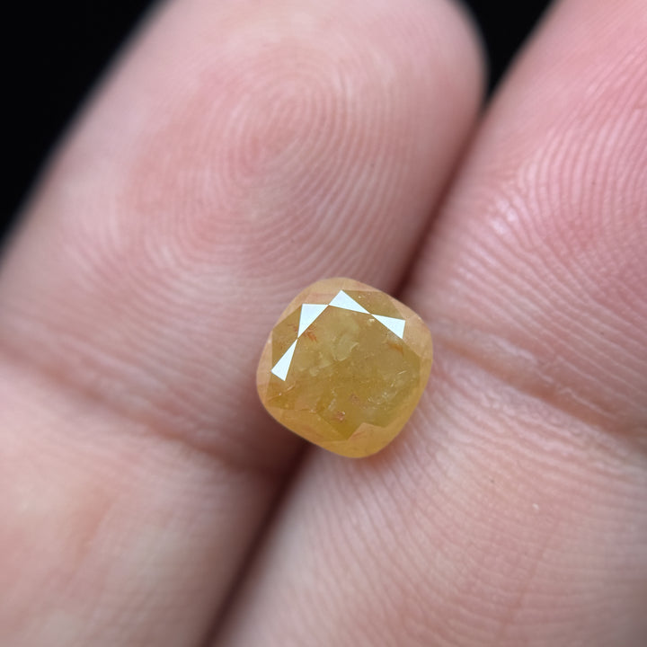 2.10 Ct Cushion Rose Cut Yellow Natural Salt and Pepper Diamond