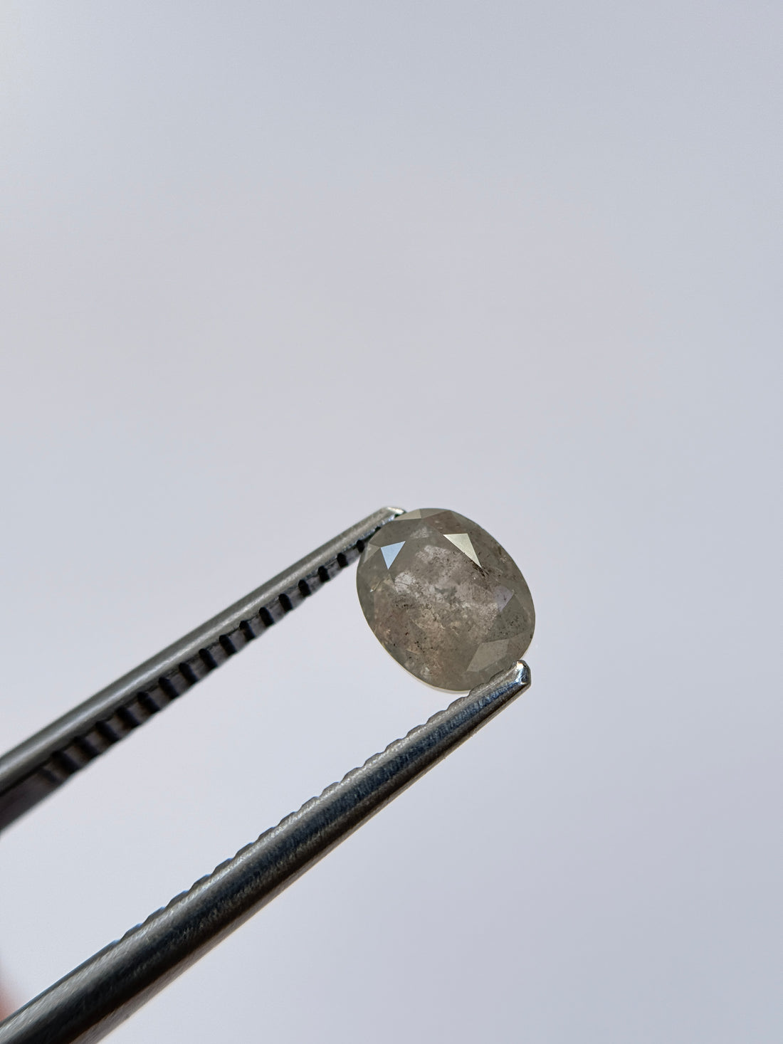 1.12 Ct Oval Rose Cut Grey Natural Salt and Pepper Diamond