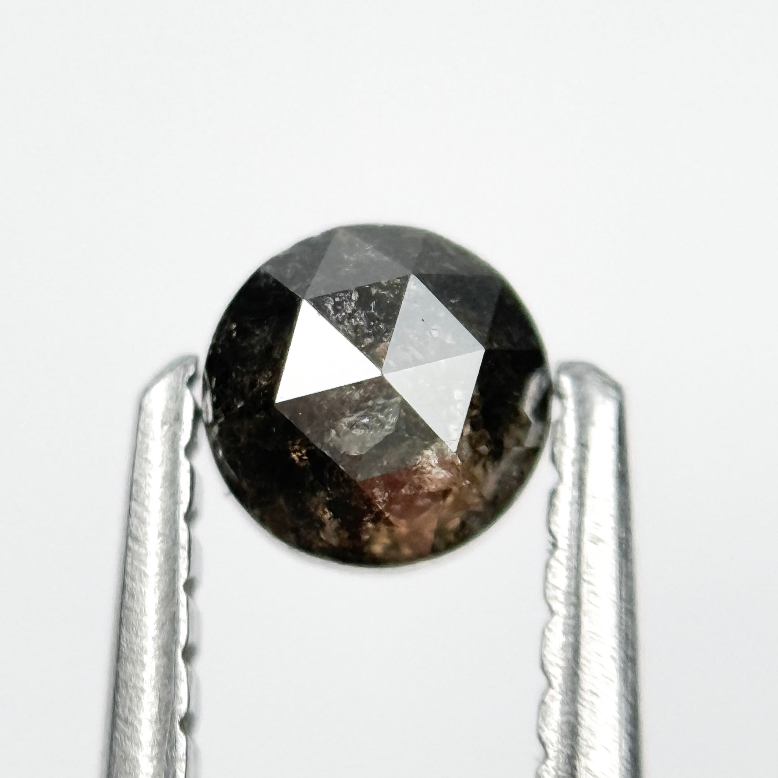 0.40 Ct Round Rose Cut Black Natural Salt and Pepper Diamond