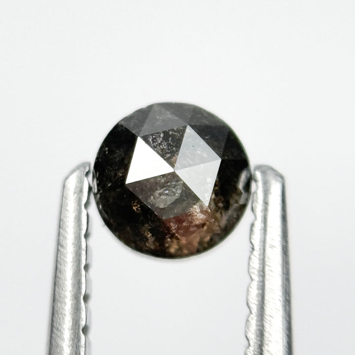 0.40 Ct Round Rose Cut Black Natural Salt and Pepper Diamond