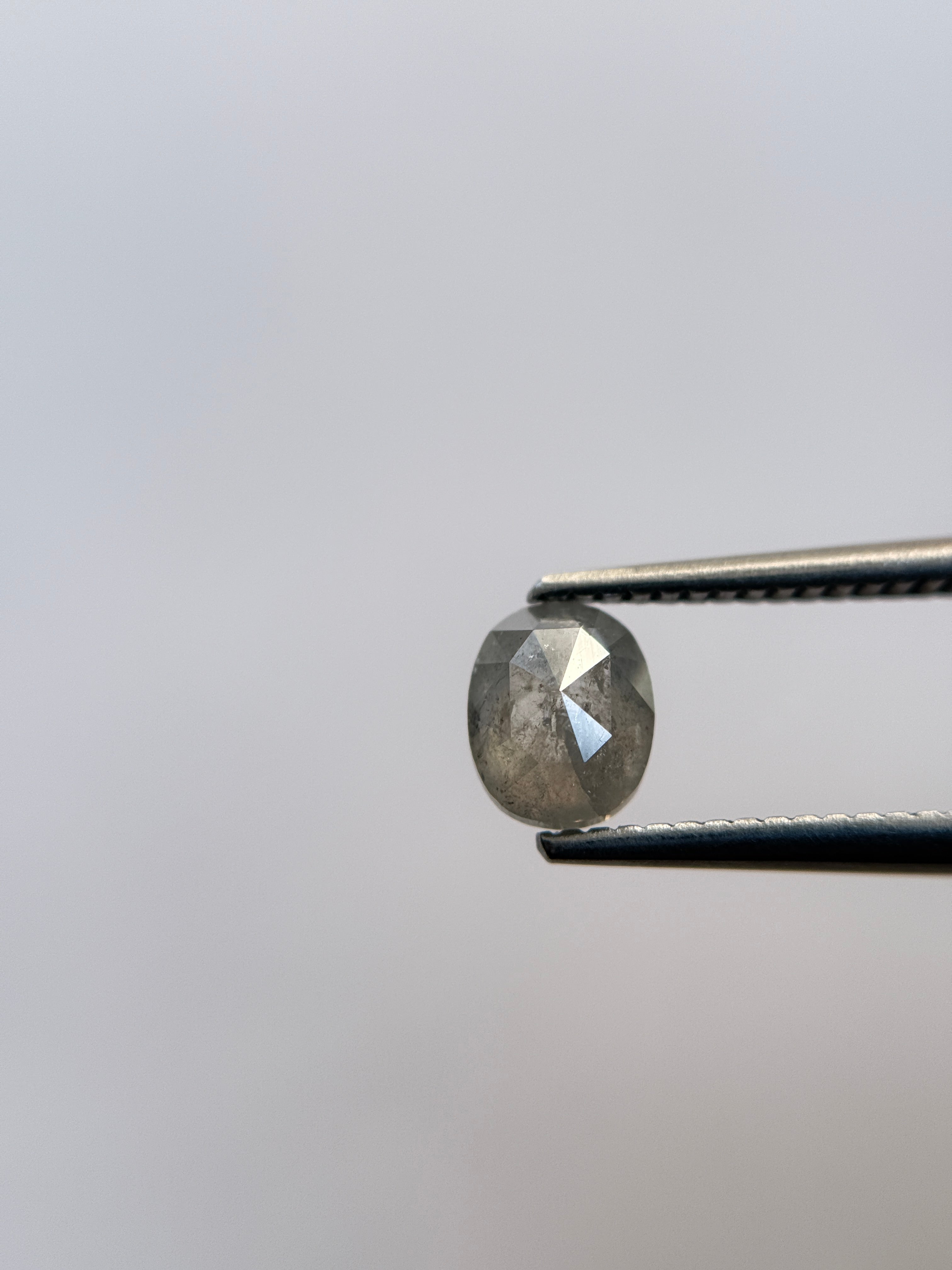 1.12 Ct Oval Rose Cut Grey Natural Salt and Pepper Diamond