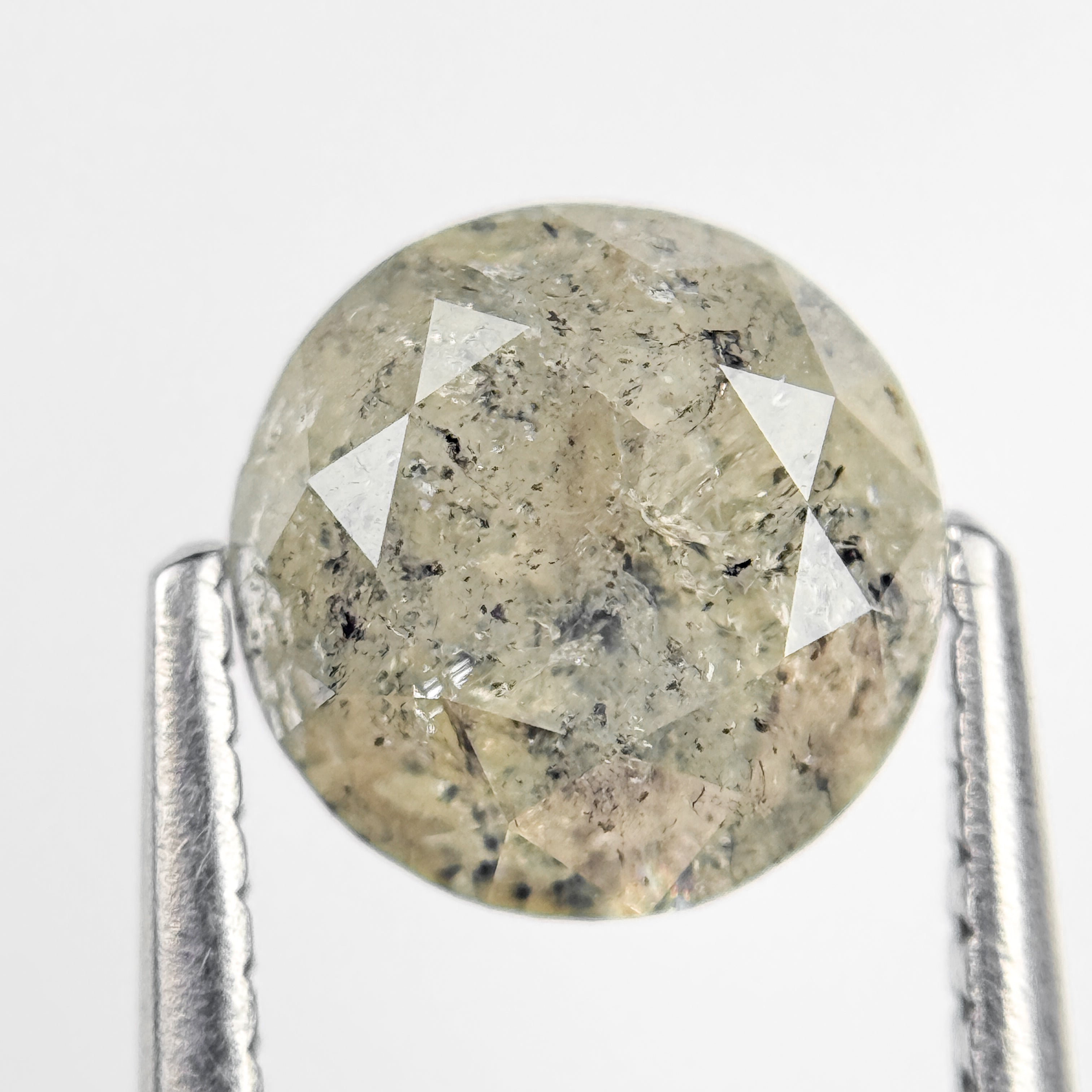 1.81 Ct Round Rose Cut Yellow Natural Salt and Pepper Diamond
