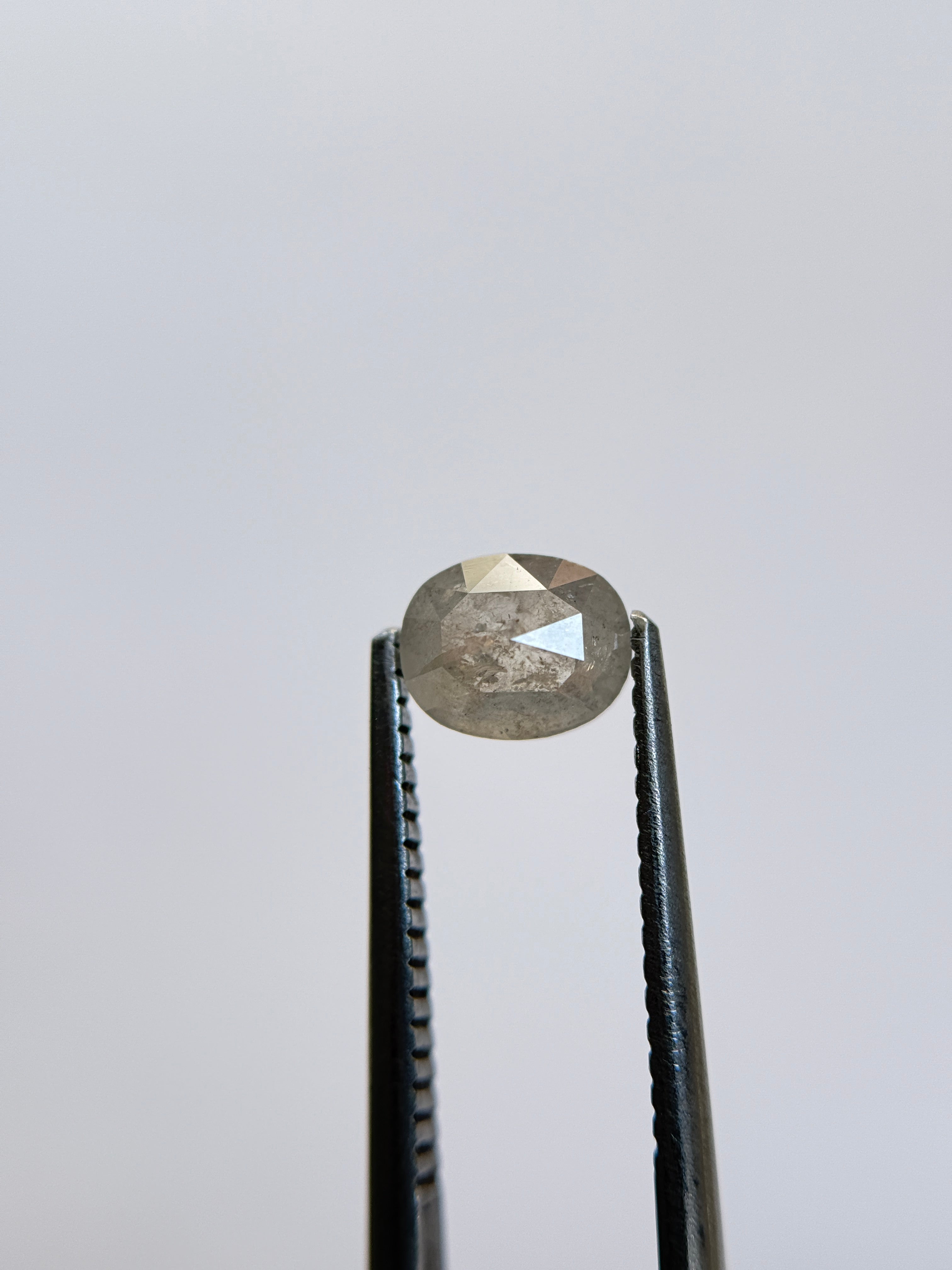 1.12 Ct Oval Rose Cut Grey Natural Salt and Pepper Diamond
