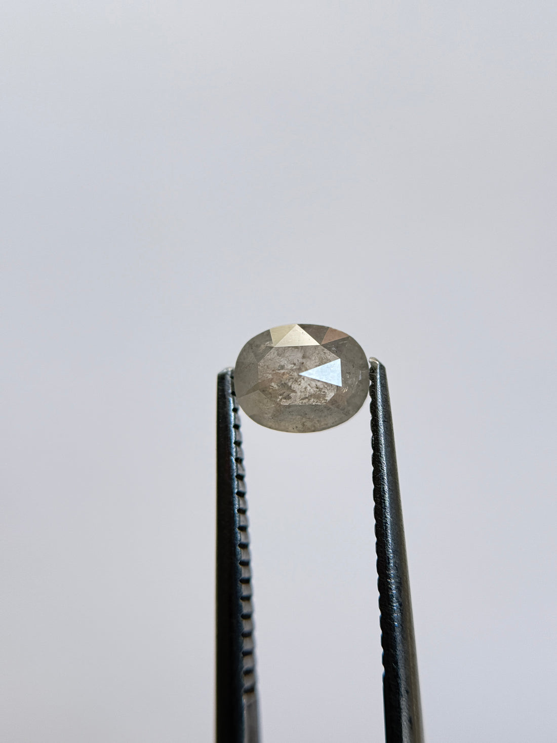 1.12 Ct Oval Rose Cut Grey Natural Salt and Pepper Diamond