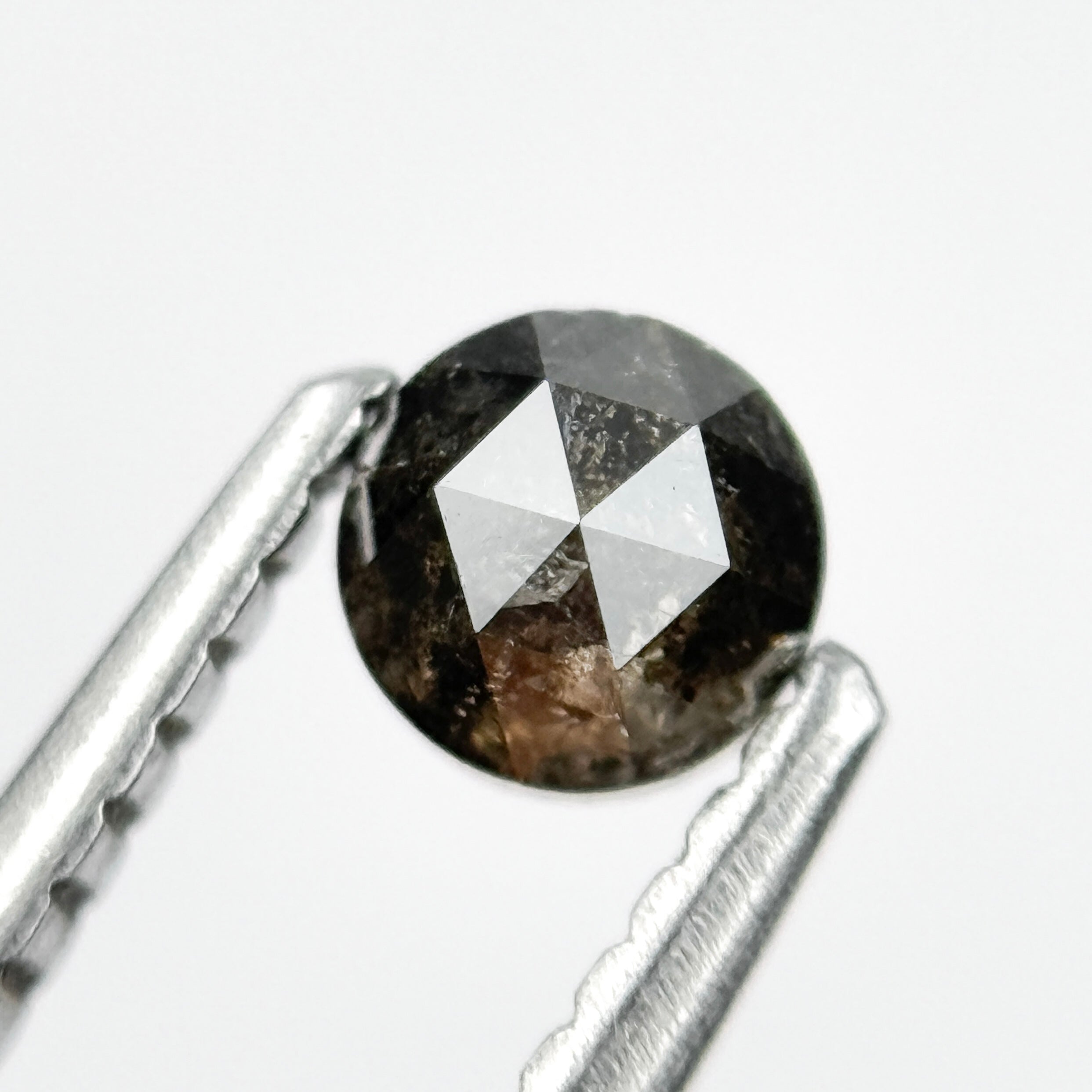 0.40 Ct Round Rose Cut Black Natural Salt and Pepper Diamond