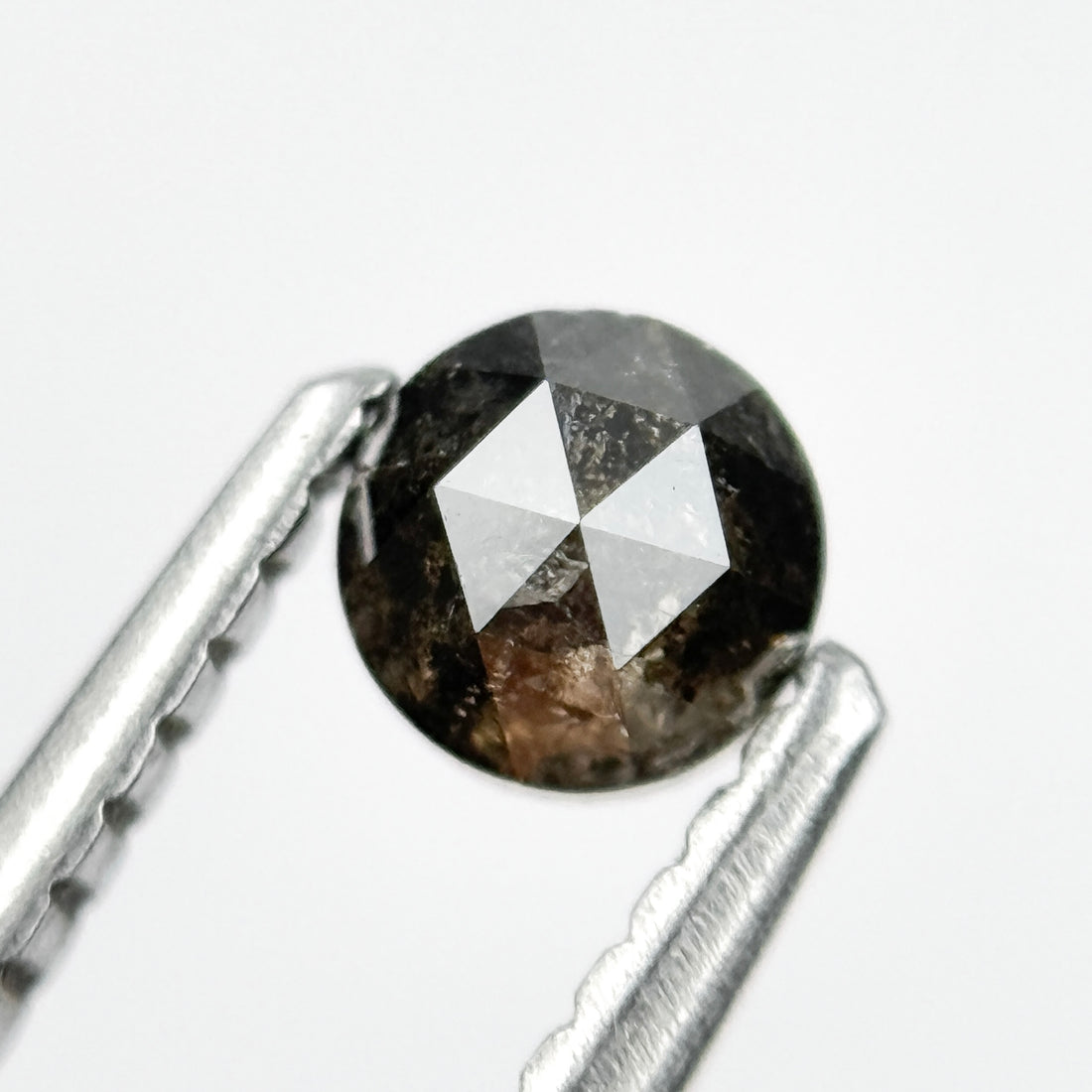 0.40 Ct Round Rose Cut Black Natural Salt and Pepper Diamond
