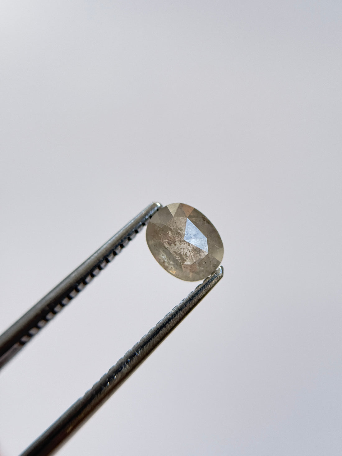 1.12 Ct Oval Rose Cut Grey Natural Salt and Pepper Diamond